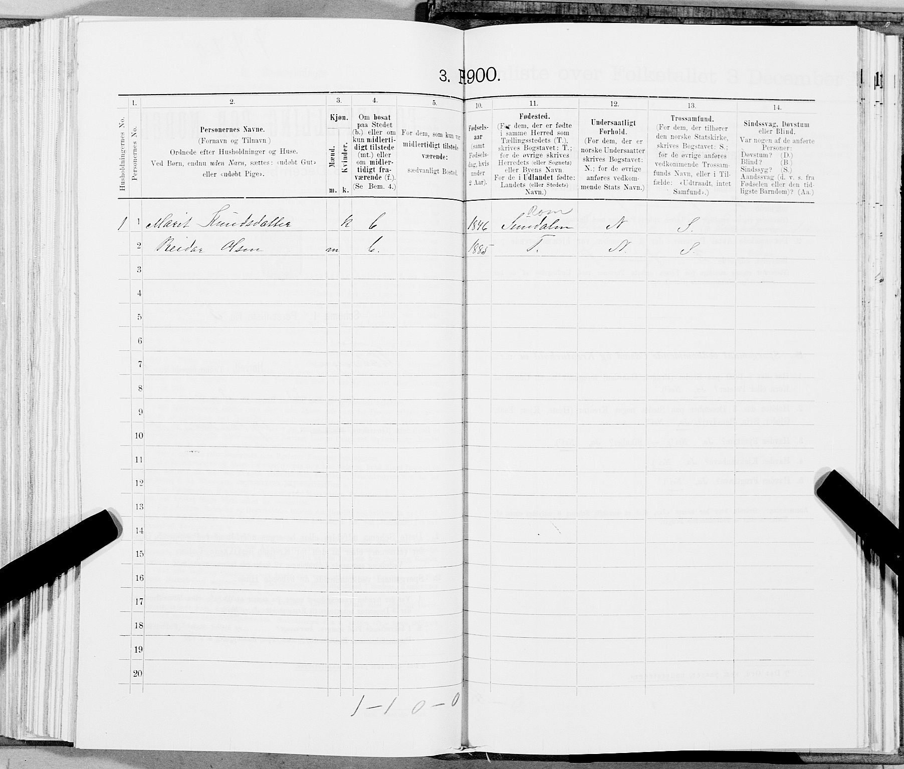 SAT, 1900 census for Flatanger, 1900, p. 700