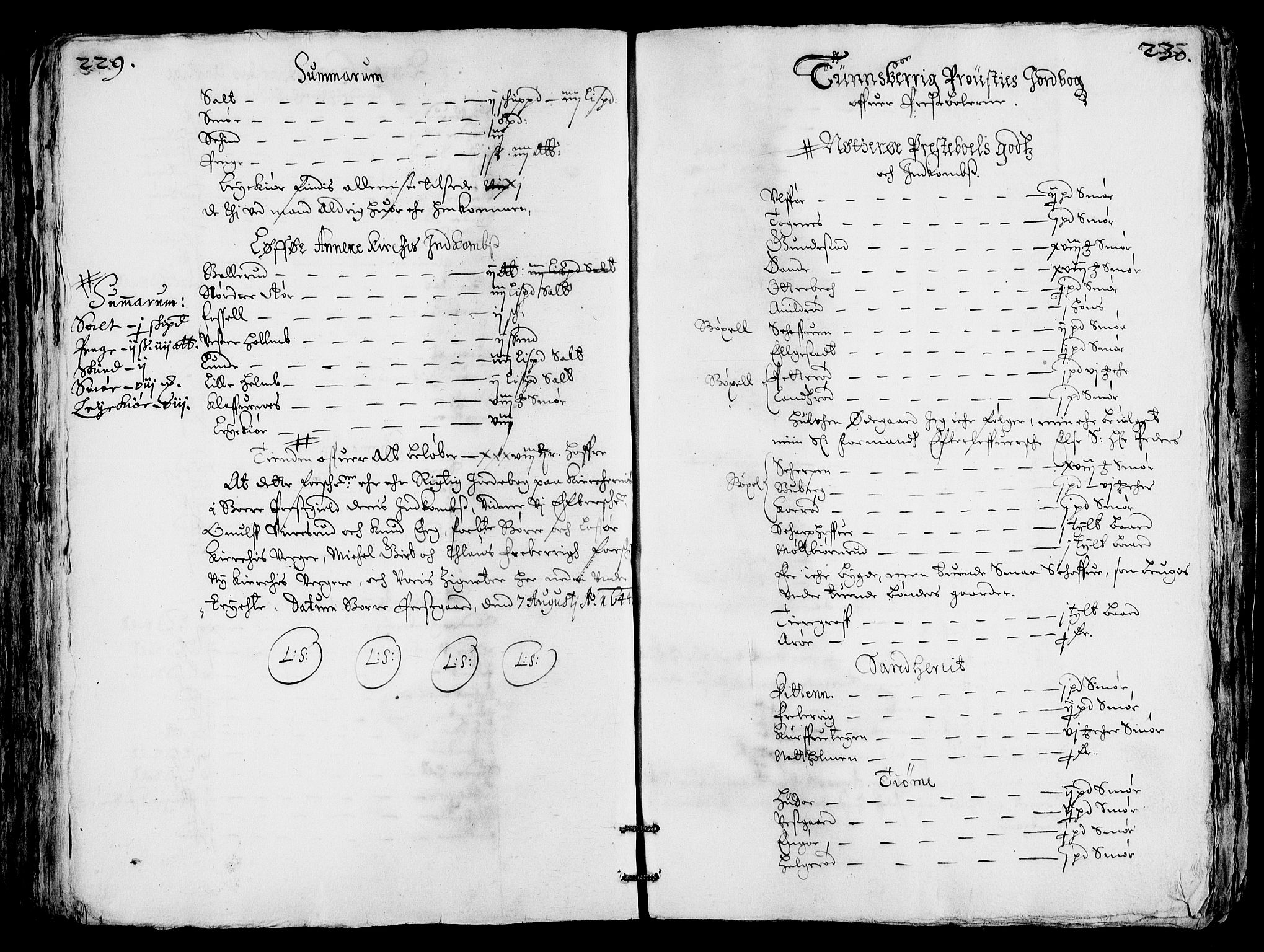 Rentekammeret inntil 1814, Realistisk ordnet avdeling, AV/RA-EA-4070/Fc/Fca/L0001/0004: [Ca I]  Akershus stift / Jordebok over kirkene og prestebolene i Oslo og Hamar stift, 1664, p. 229-230