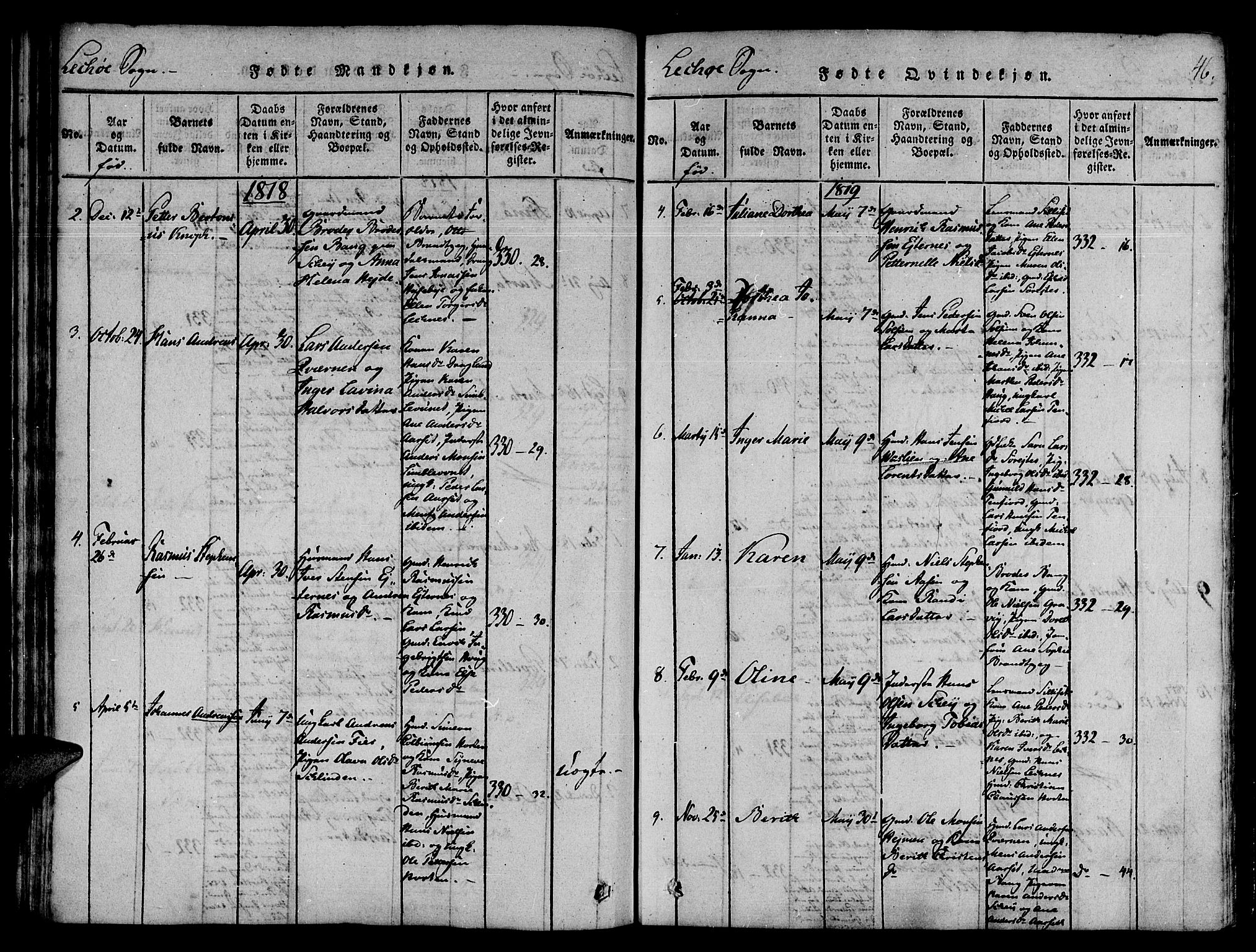 Ministerialprotokoller, klokkerbøker og fødselsregistre - Nord-Trøndelag, SAT/A-1458/780/L0636: Parish register (official) no. 780A03 /2, 1815-1829, p. 46