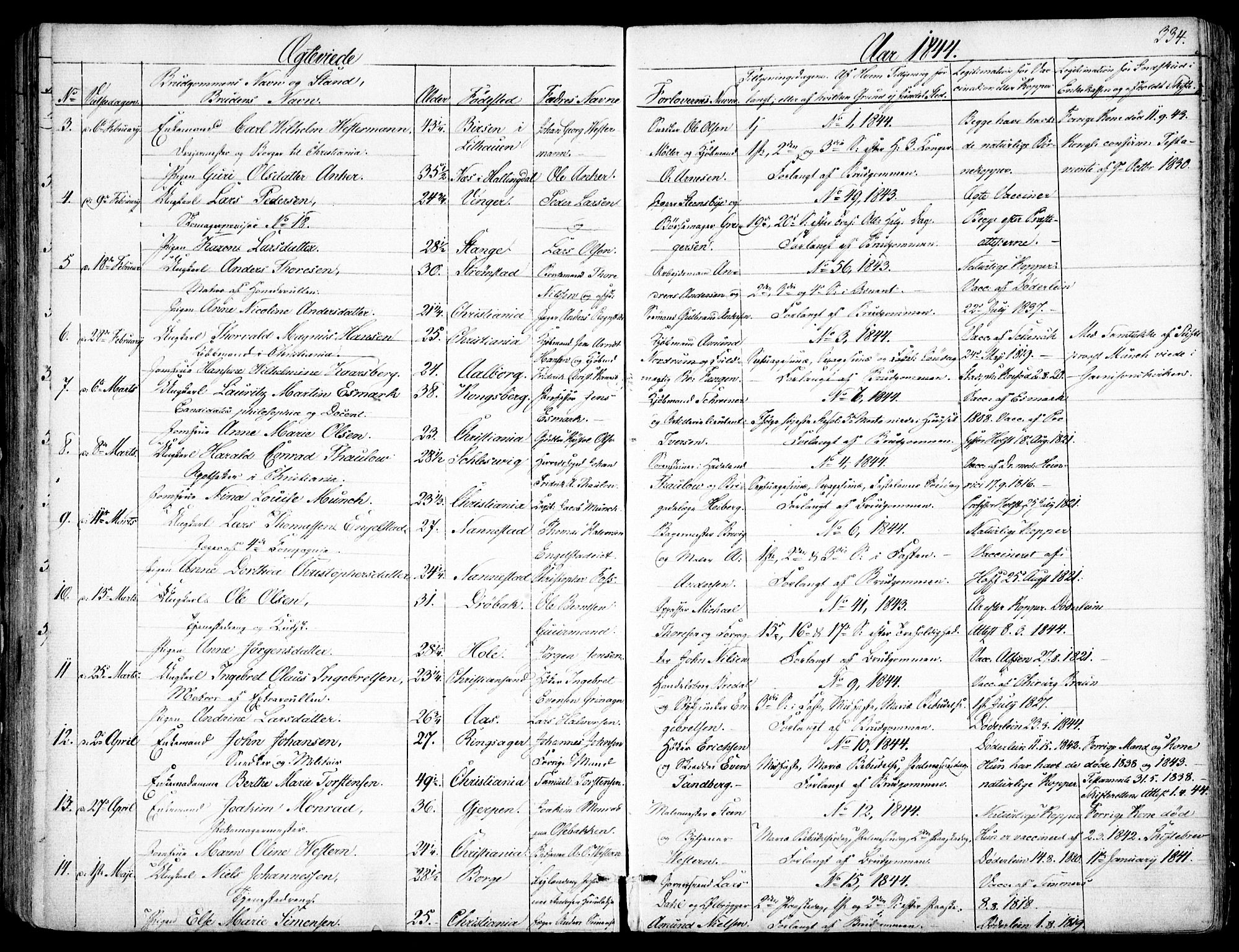Garnisonsmenigheten Kirkebøker, AV/SAO-A-10846/F/Fa/L0008: Parish register (official) no. 8, 1842-1859, p. 334