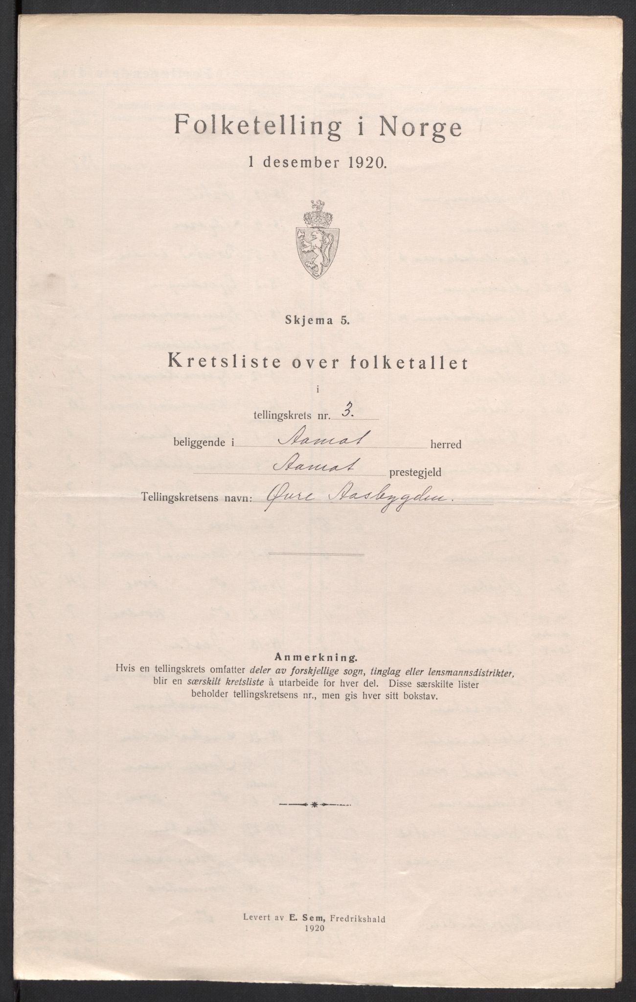 SAH, 1920 census for Åmot, 1920, p. 20