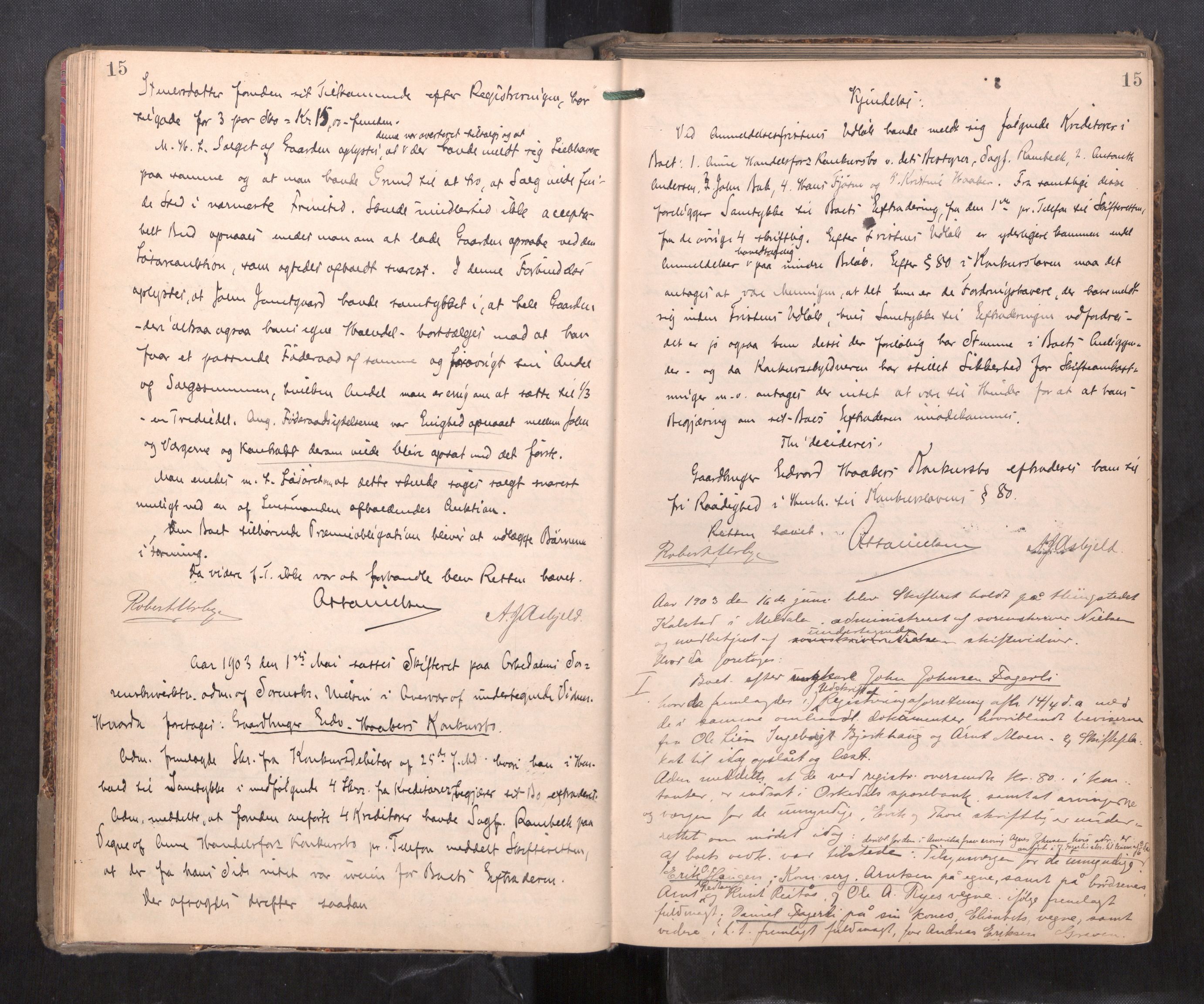 Orkdal sorenskriveri, AV/SAT-A-4169/1/3/3B/L0011: Skiftebehandlingsprotokoll, 1902-1914, p. 15