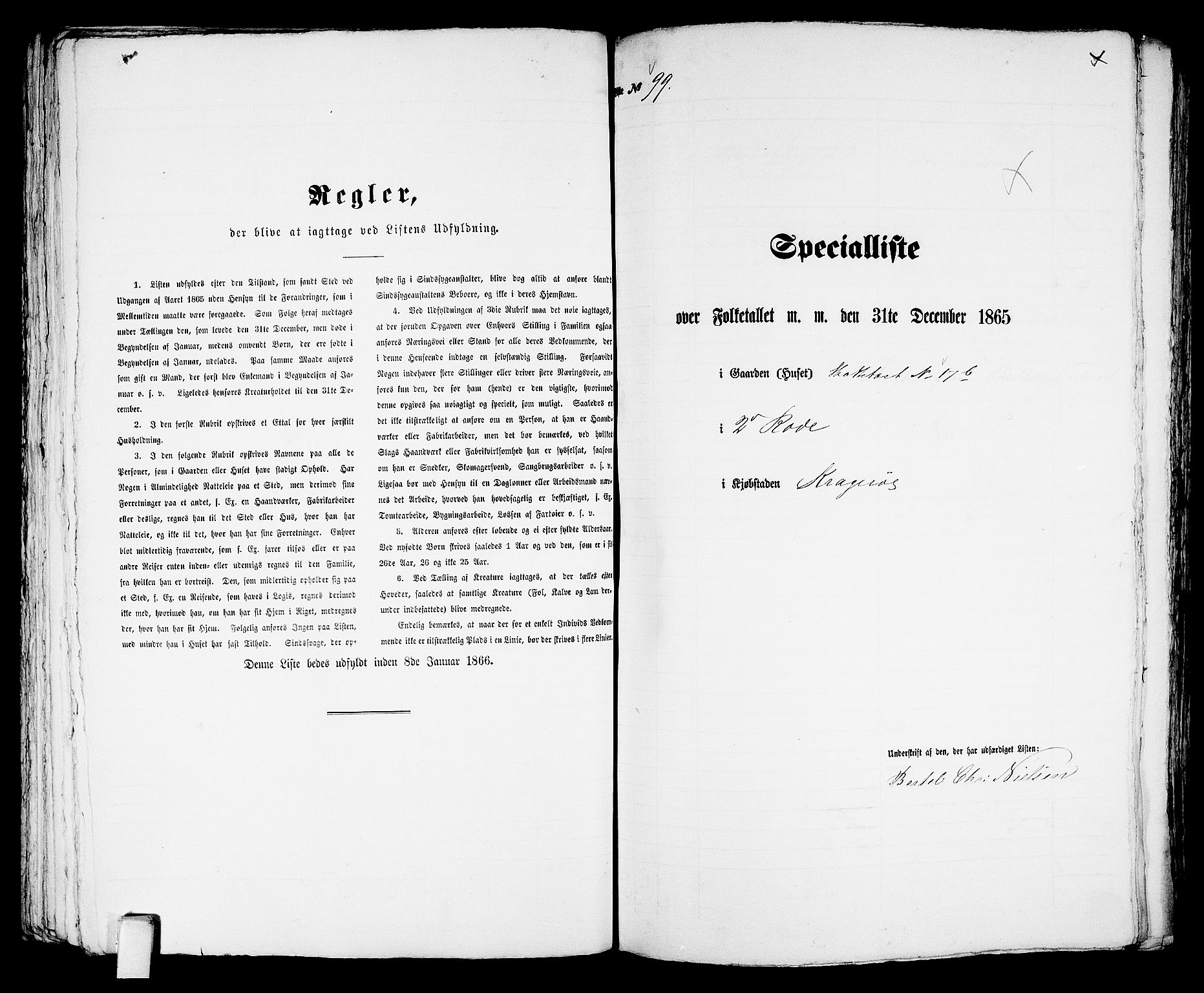 RA, 1865 census for Kragerø/Kragerø, 1865, p. 207