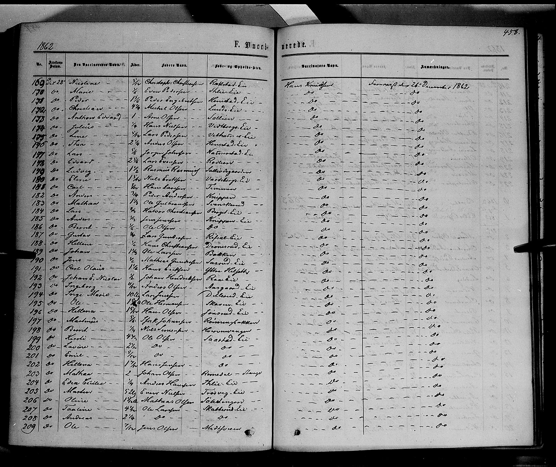 Stange prestekontor, SAH/PREST-002/K/L0013: Parish register (official) no. 13, 1862-1879, p. 458