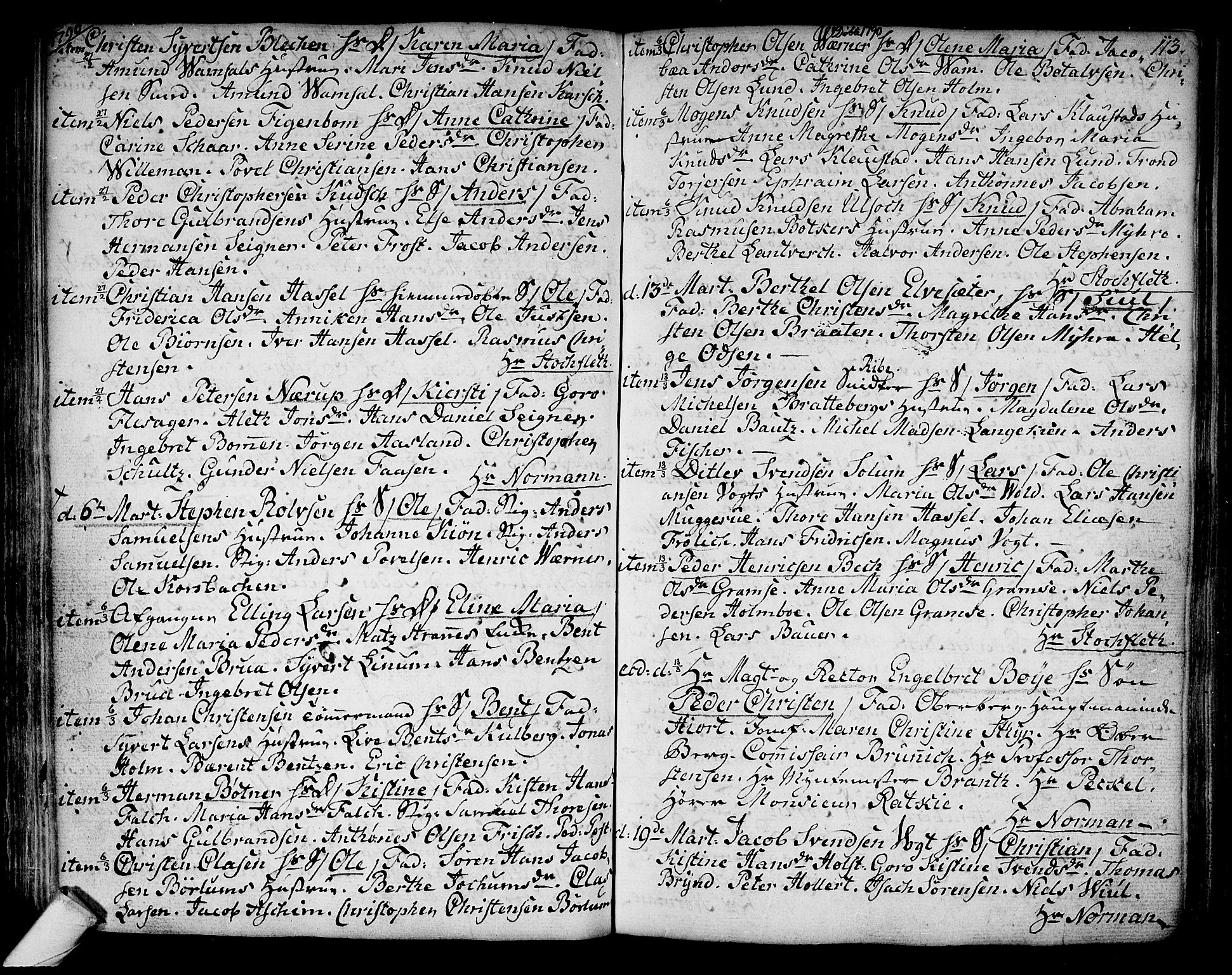 Kongsberg kirkebøker, SAKO/A-22/F/Fa/L0006: Parish register (official) no. I 6, 1783-1797, p. 113