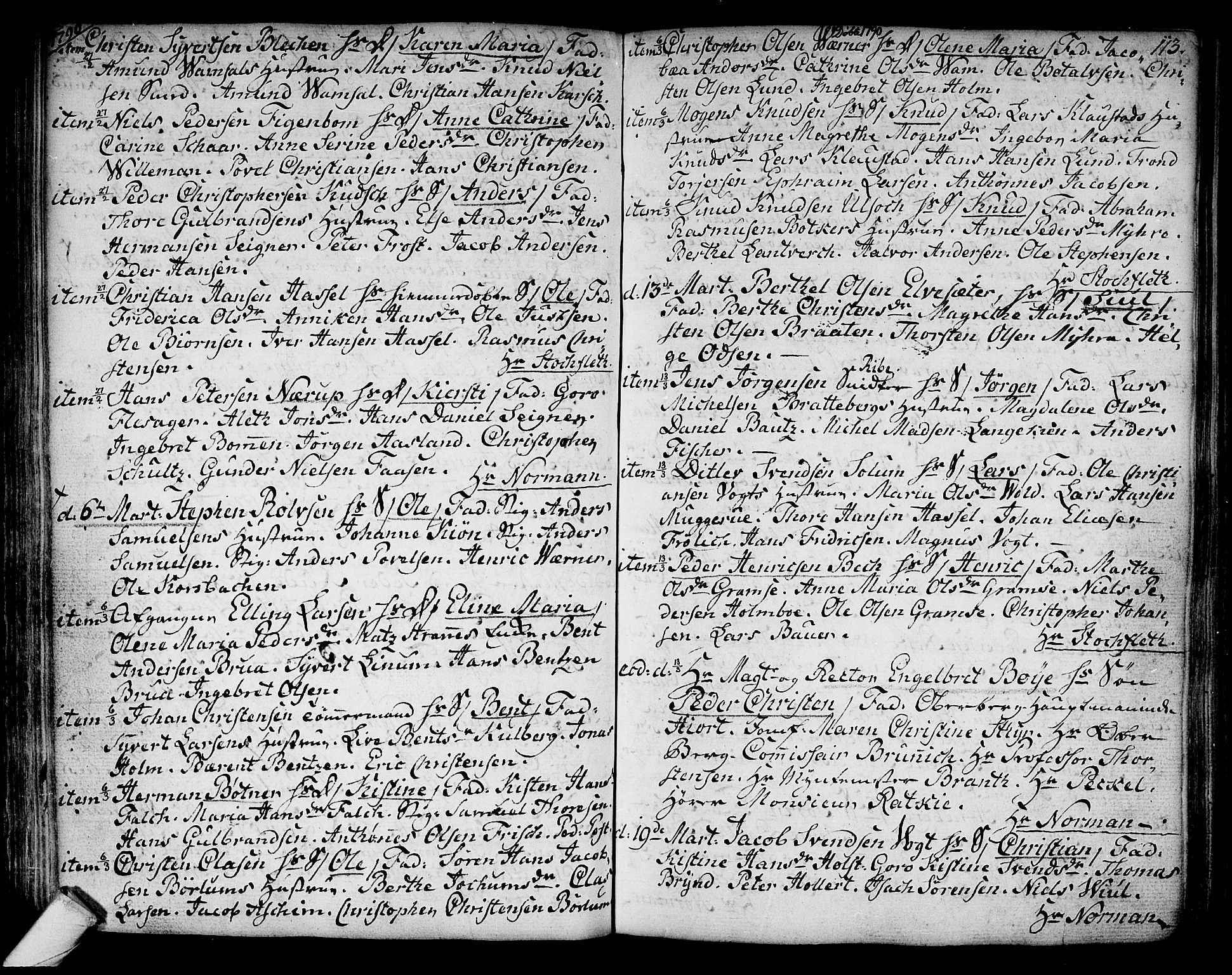 Kongsberg kirkebøker, AV/SAKO-A-22/F/Fa/L0006: Parish register (official) no. I 6, 1783-1797, p. 113