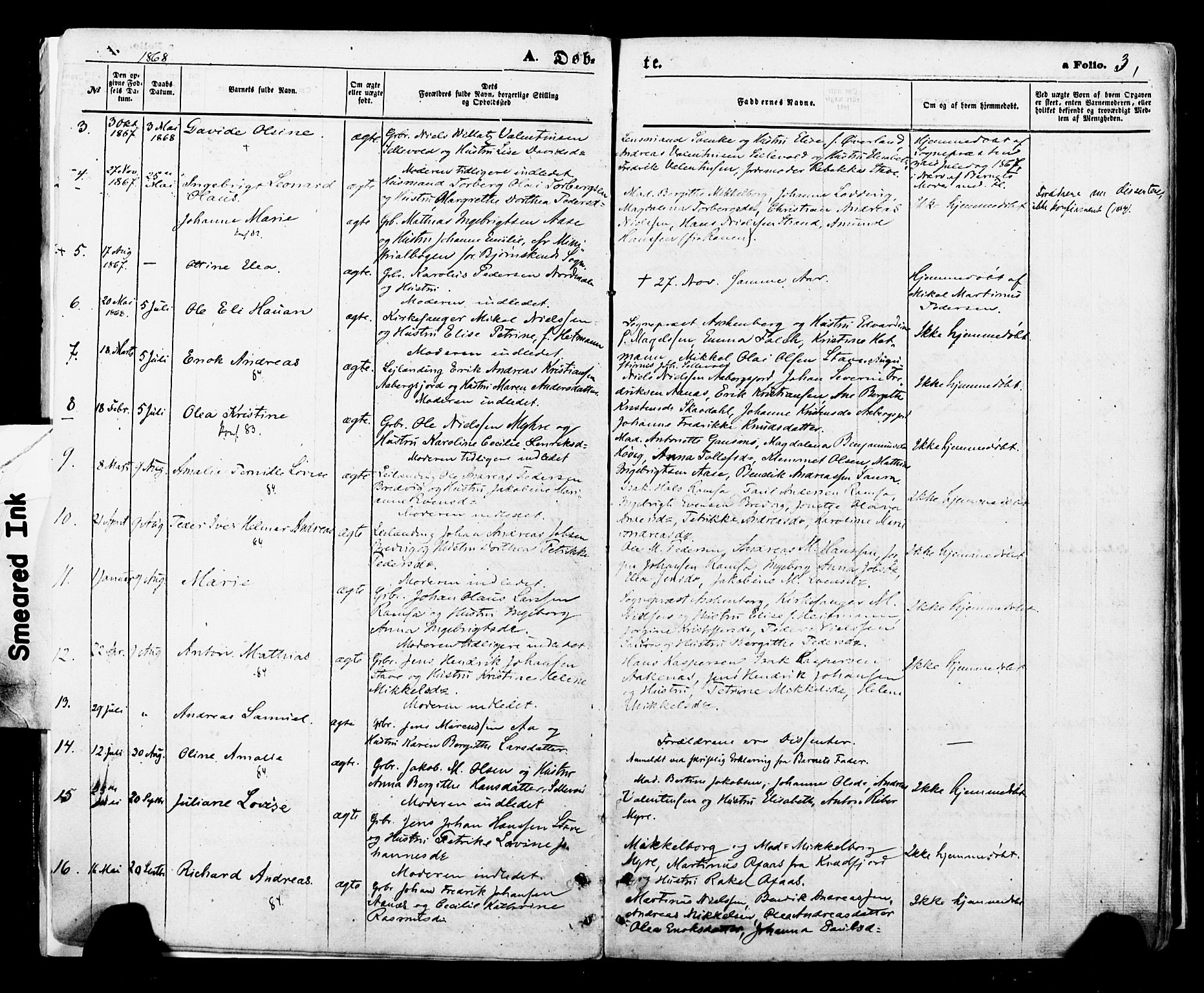 Ministerialprotokoller, klokkerbøker og fødselsregistre - Nordland, SAT/A-1459/897/L1397: Parish register (official) no. 897A05 /1, 1867-1880, p. 3