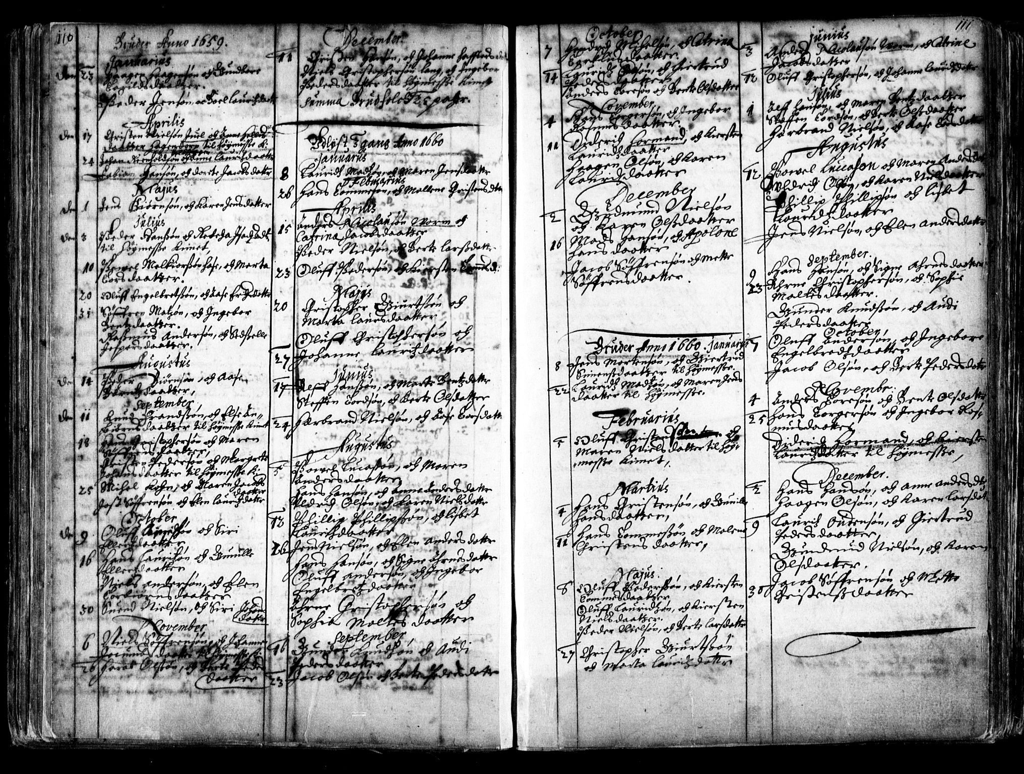 Oslo domkirke Kirkebøker, SAO/A-10752/F/Fa/L0001: Parish register (official) no. 1, 1648-1704, p. 110-111