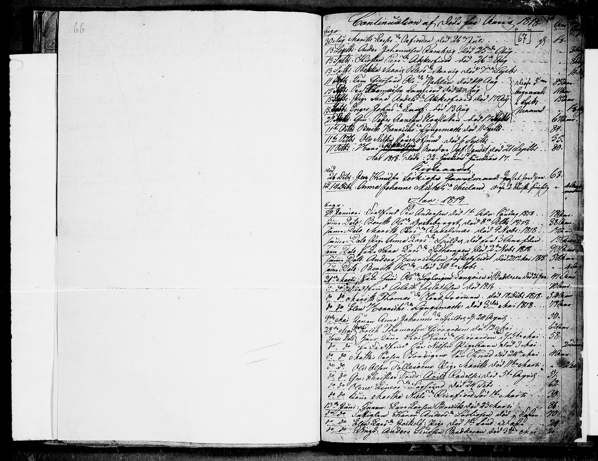 Skjervøy sokneprestkontor, SATØ/S-1300/H/Ha/Haa/L0003kirke: Parish register (official) no. 3, 1817-1820, p. 67