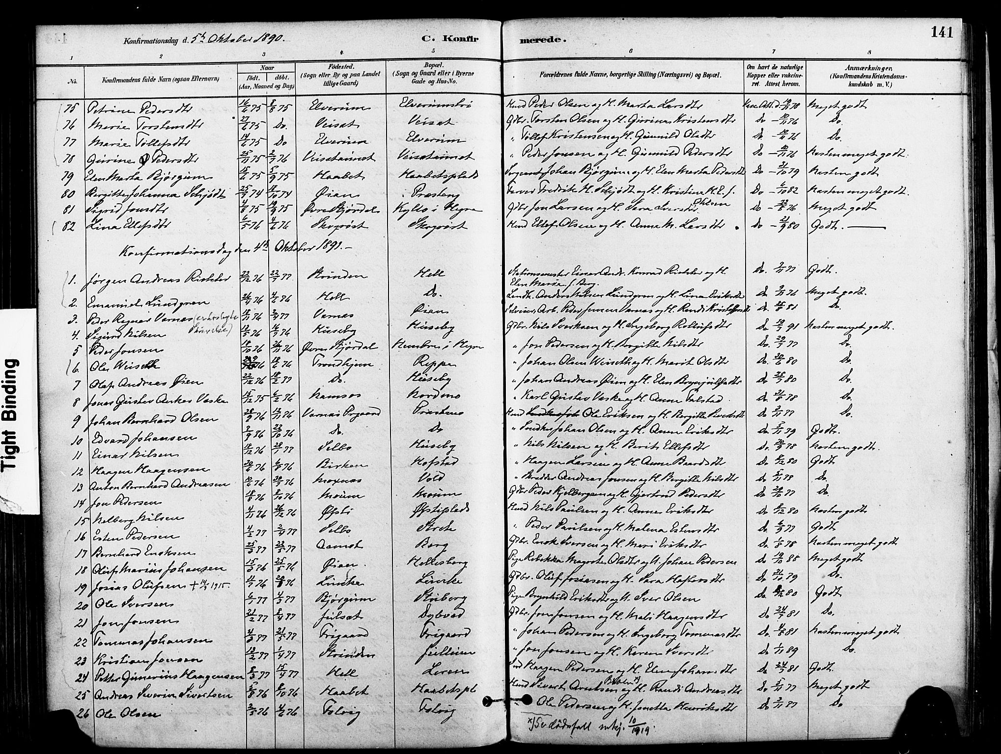 Ministerialprotokoller, klokkerbøker og fødselsregistre - Nord-Trøndelag, AV/SAT-A-1458/709/L0077: Parish register (official) no. 709A17, 1880-1895, p. 141