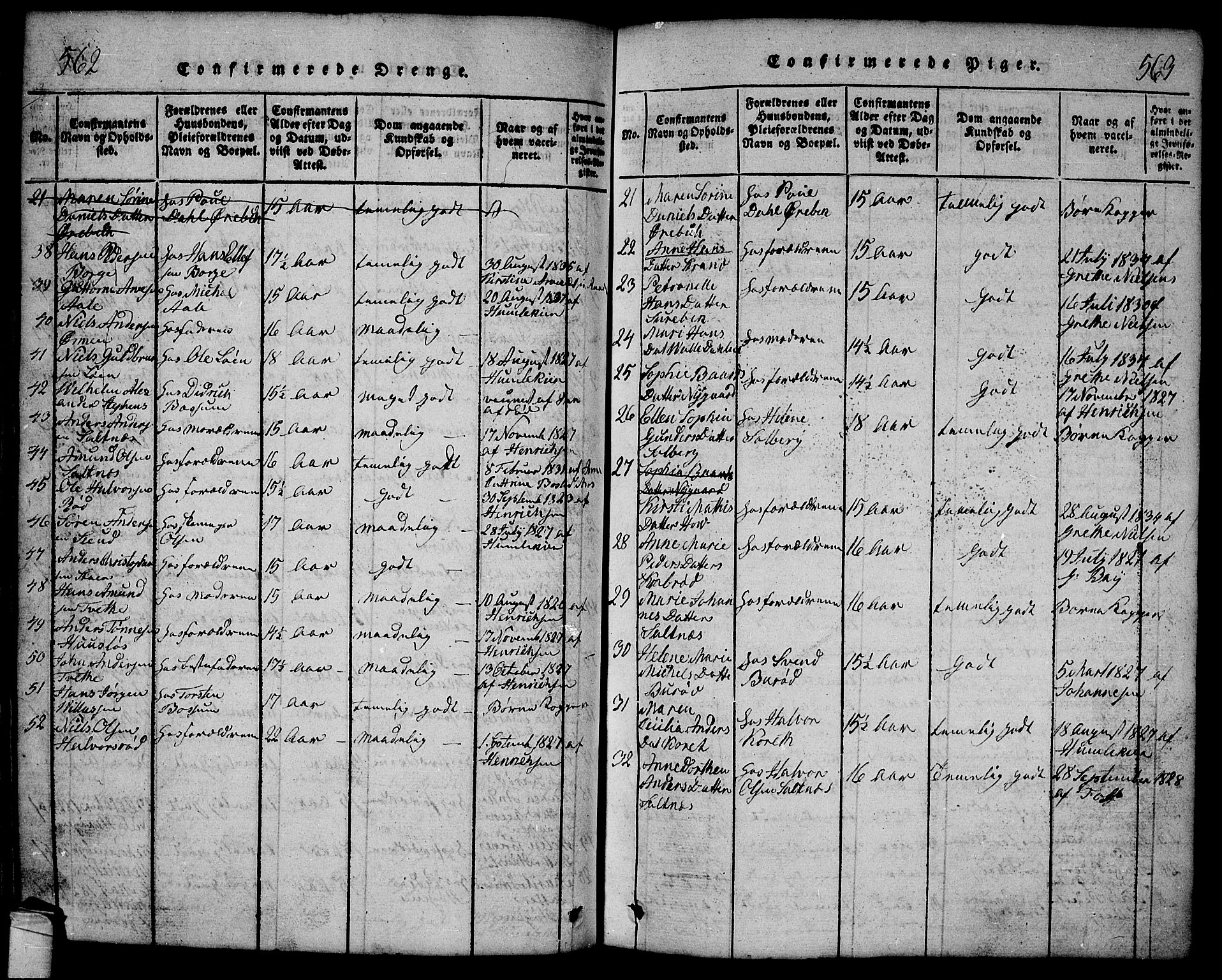 Onsøy prestekontor Kirkebøker, SAO/A-10914/G/Ga/L0001: Parish register (copy) no. I 1, 1814-1840, p. 562-563