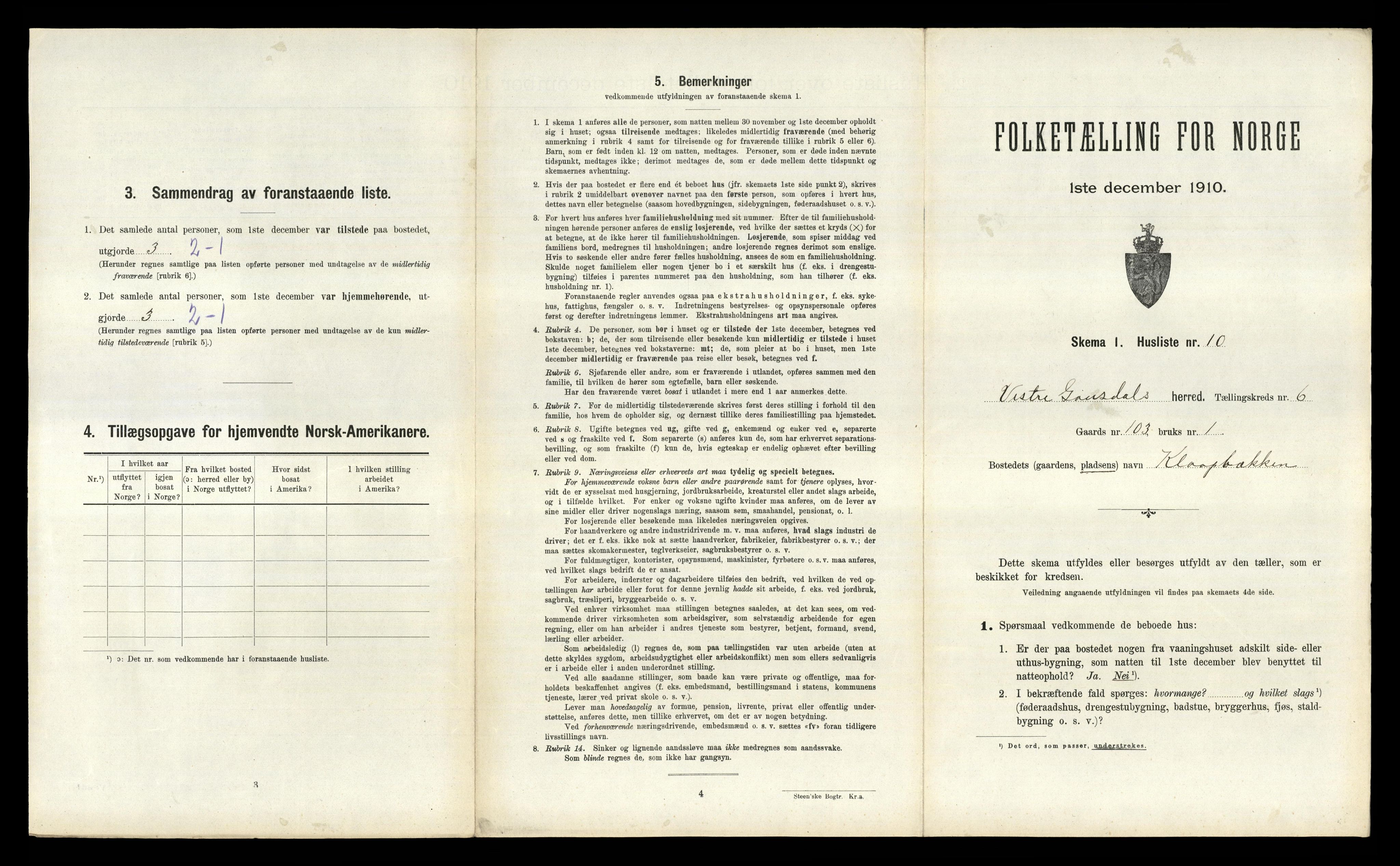 RA, 1910 census for Vestre Gausdal, 1910, p. 769