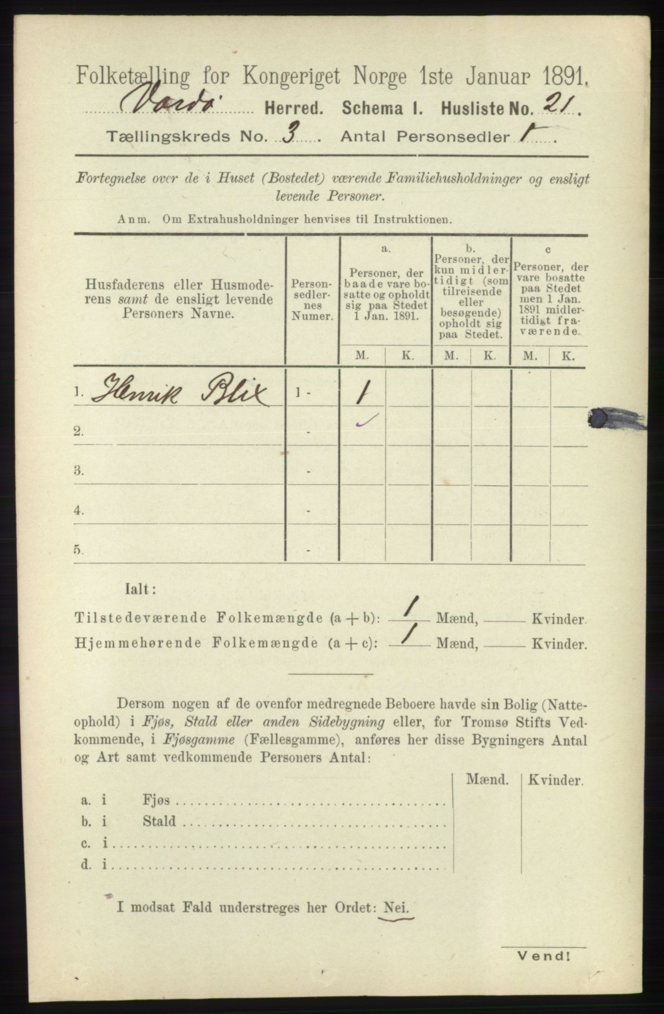 RA, 1891 census for 2028 Vardø, 1891, p. 801