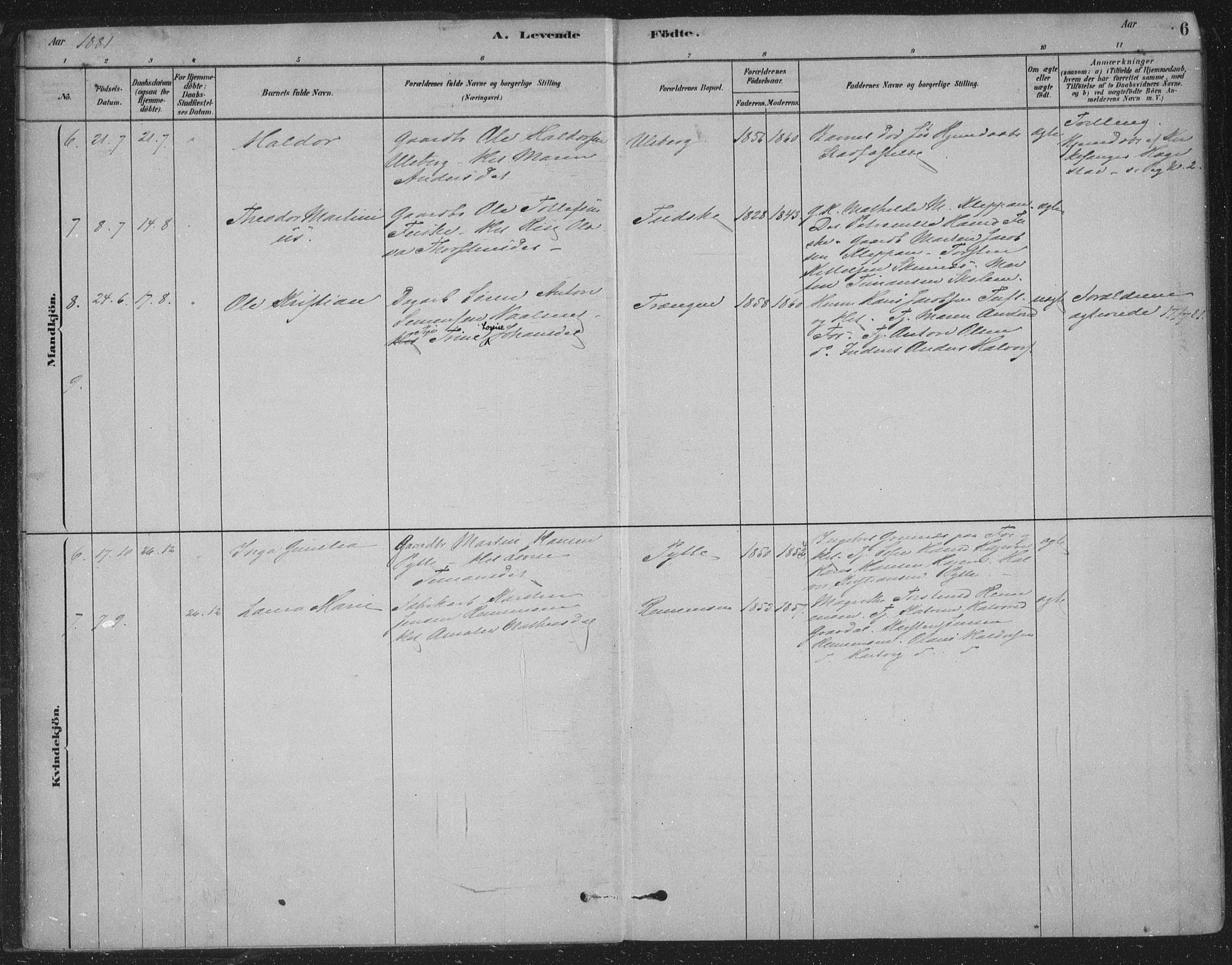 Sandsvær kirkebøker, AV/SAKO-A-244/F/Fe/L0001: Parish register (official) no. V 1, 1878-1936, p. 6