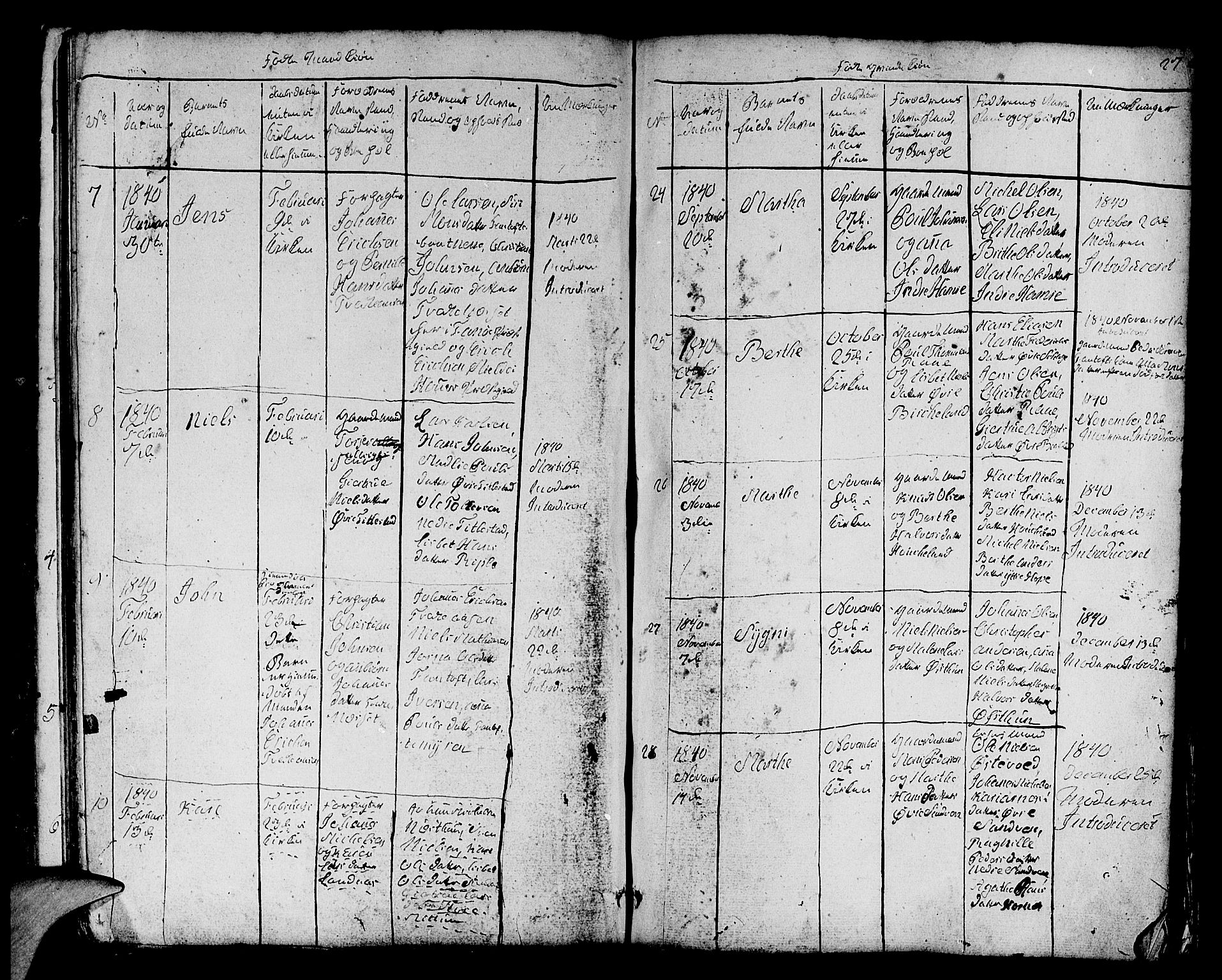 Fana Sokneprestembete, AV/SAB-A-75101/H/Hab/Habb/L0001: Parish register (copy) no. B 1, 1837-1855, p. 27