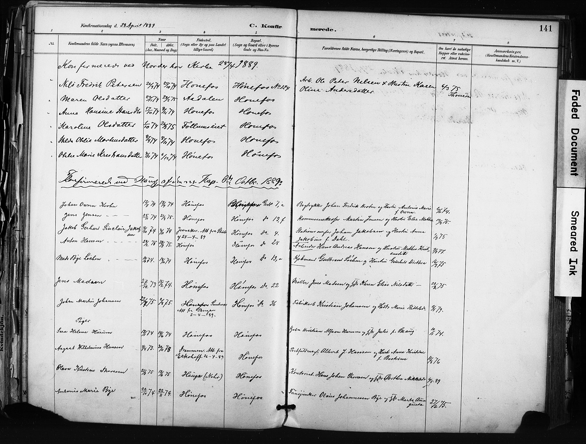 Hønefoss kirkebøker, SAKO/A-609/F/Fa/L0002: Parish register (official) no. 2, 1887-1906, p. 141