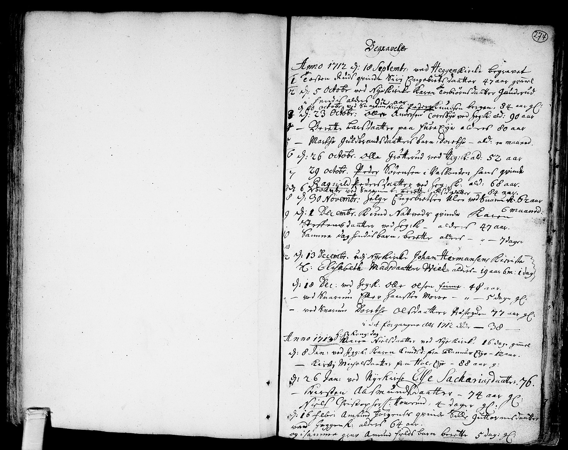 Modum kirkebøker, AV/SAKO-A-234/F/Fa/L0001: Parish register (official) no. 1, 1712-1740, p. 274