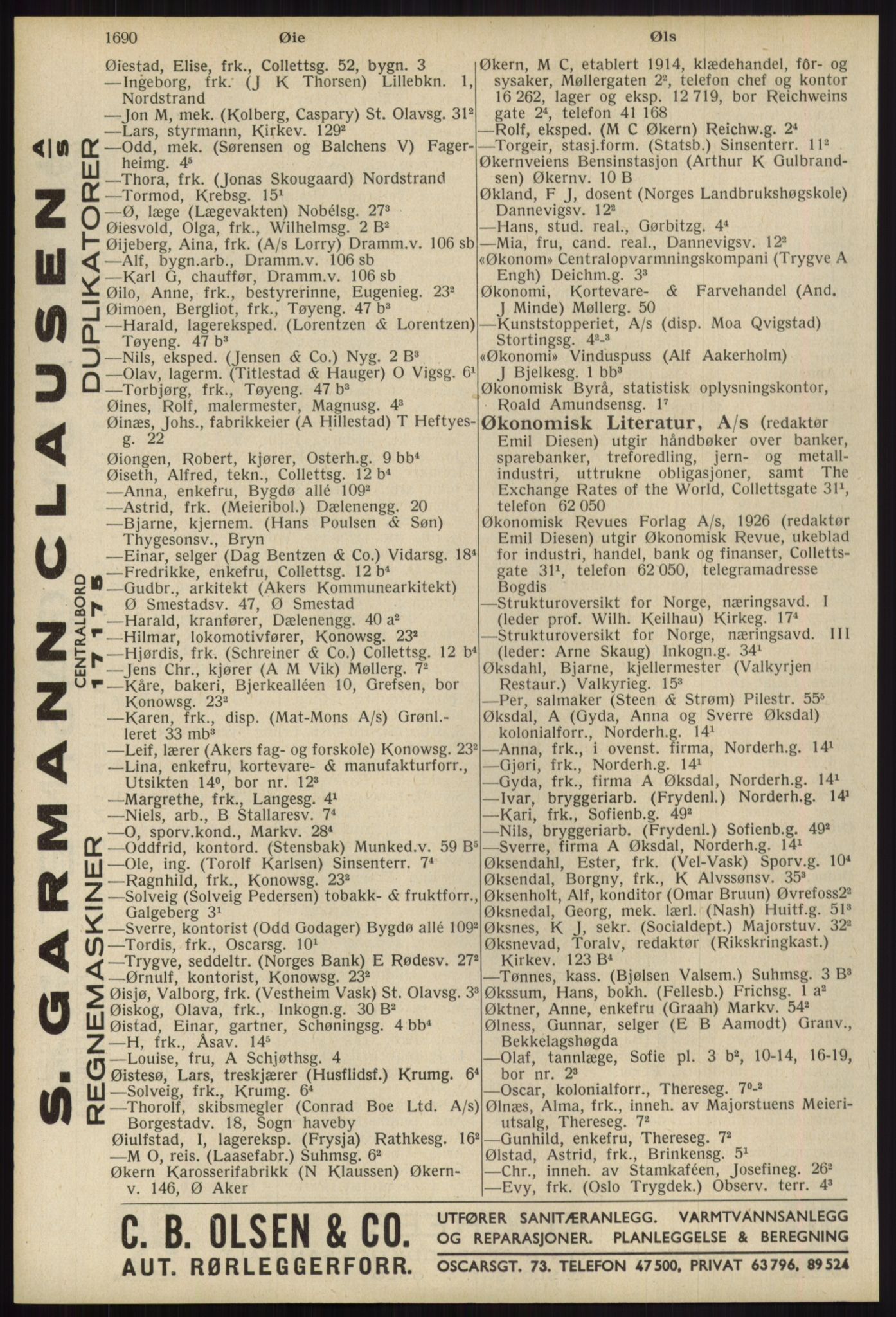 Kristiania/Oslo adressebok, PUBL/-, 1939, p. 1690