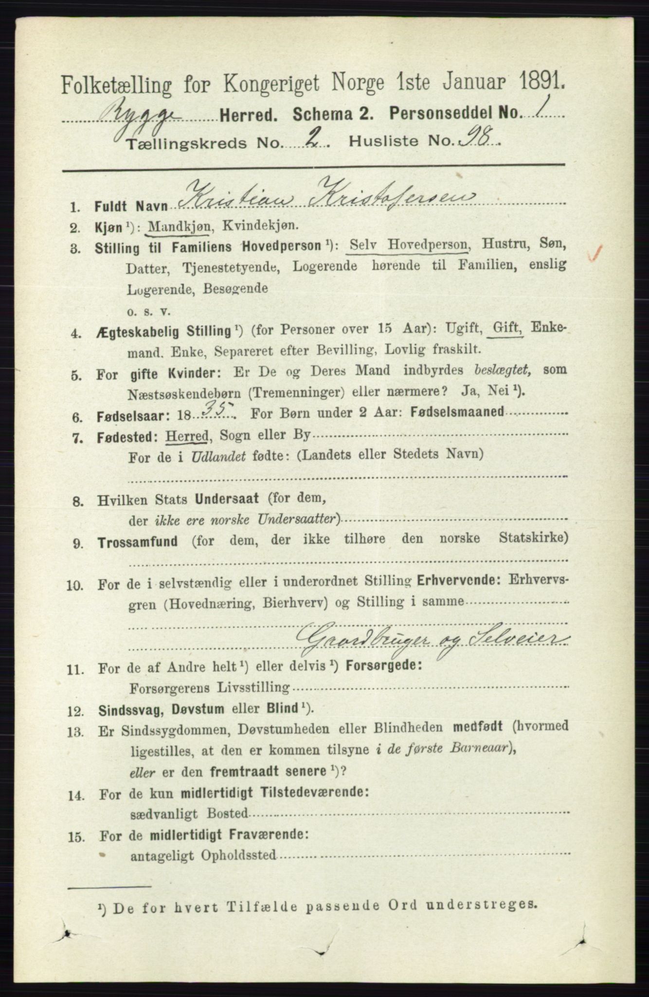 RA, 1891 census for 0136 Rygge, 1891, p. 1576