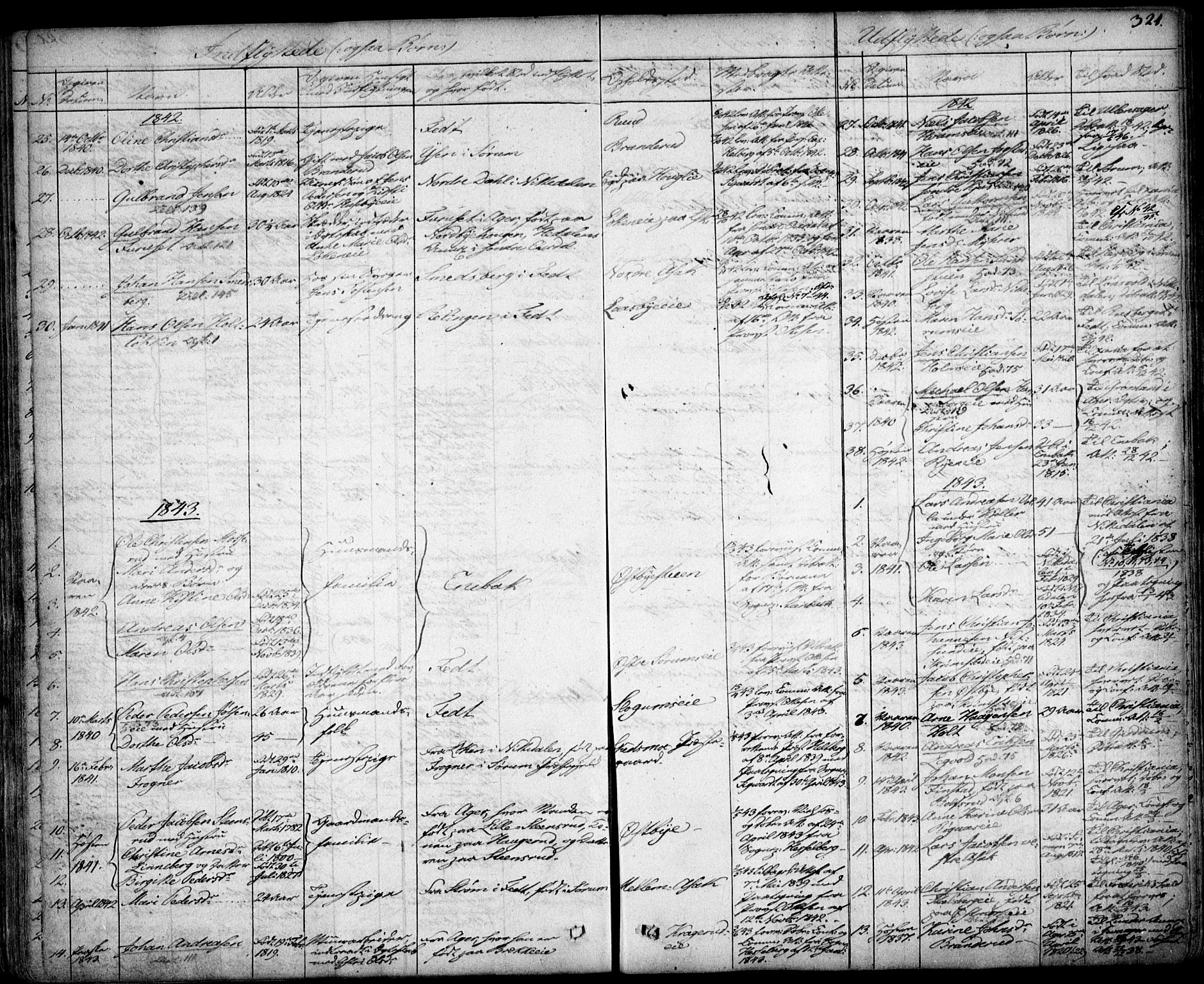 Skedsmo prestekontor Kirkebøker, AV/SAO-A-10033a/F/Fa/L0009: Parish register (official) no. I 9, 1830-1853, p. 321