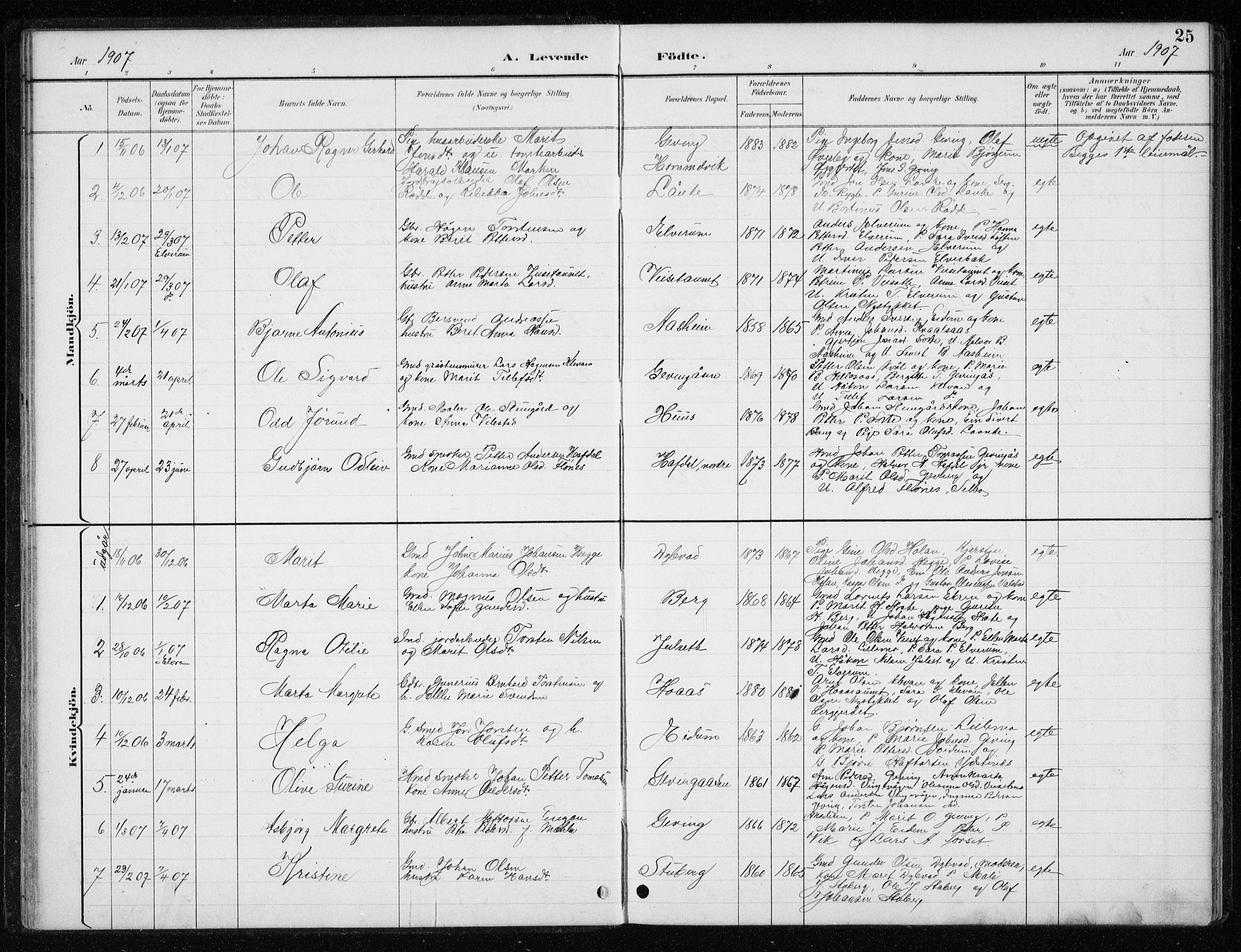 Ministerialprotokoller, klokkerbøker og fødselsregistre - Nord-Trøndelag, SAT/A-1458/710/L0096: Parish register (copy) no. 710C01, 1892-1925, p. 25