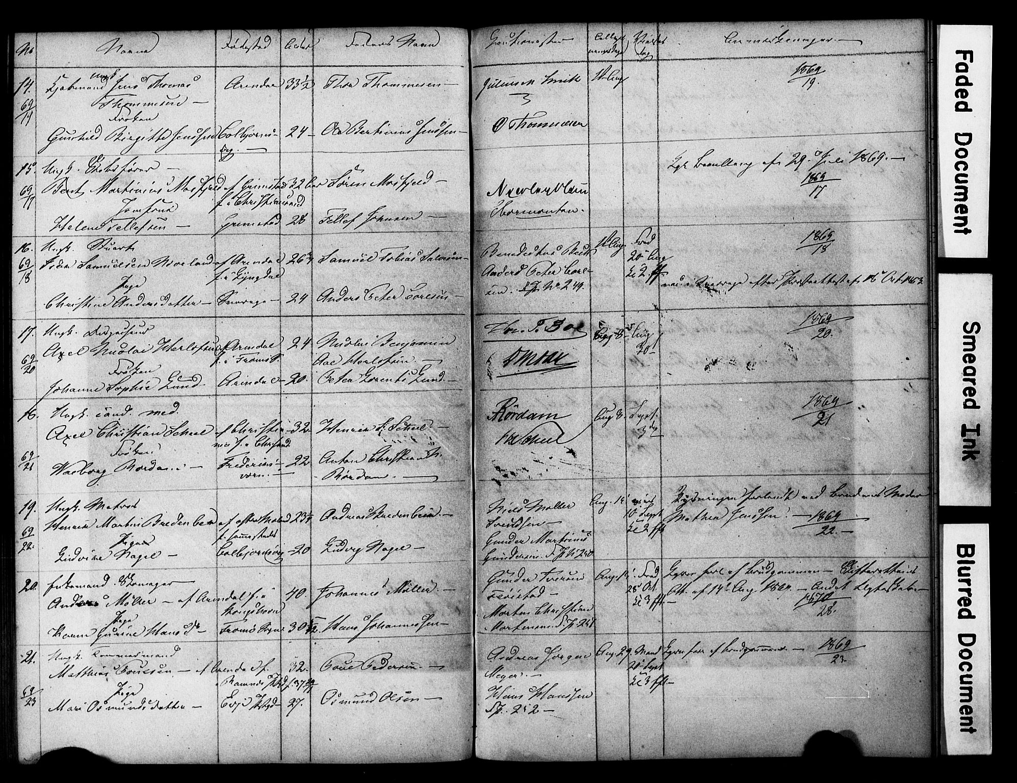 Arendal sokneprestkontor, Trefoldighet, AV/SAK-1111-0040/F/Fe/L0002: Banns register no. A VI 2, 1847-1871