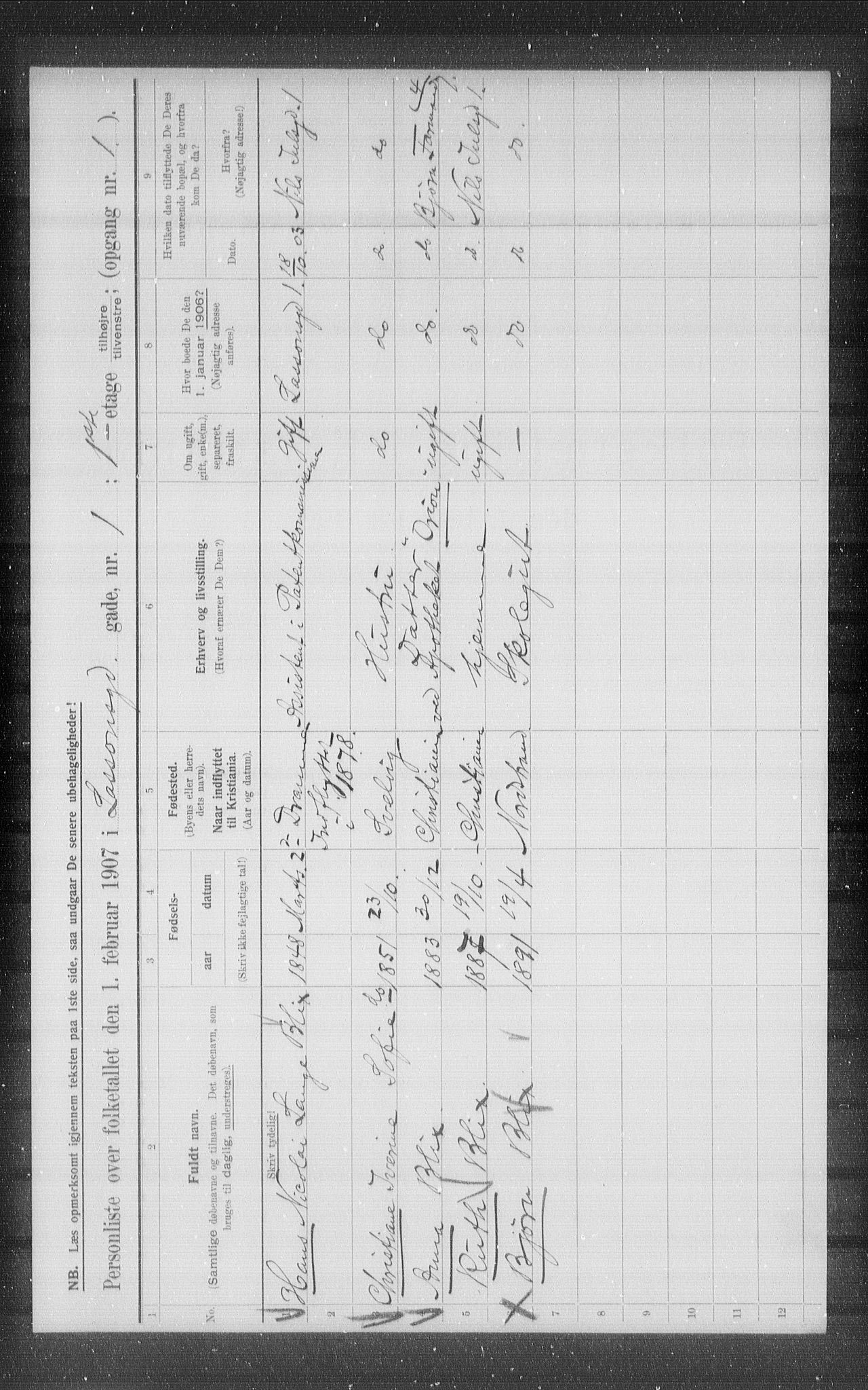 OBA, Municipal Census 1907 for Kristiania, 1907, p. 29211