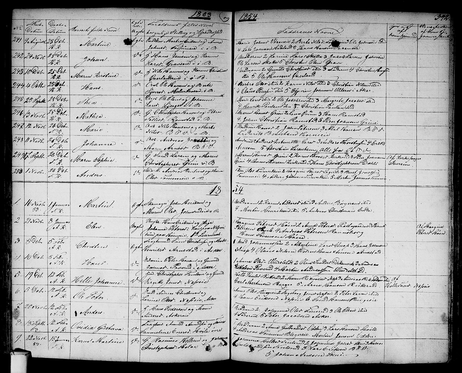 Asker prestekontor Kirkebøker, SAO/A-10256a/F/Fa/L0007: Parish register (official) no. I 7, 1825-1864, p. 342