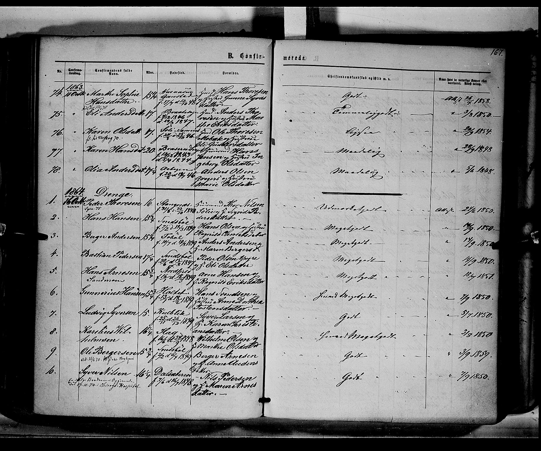 Eidskog prestekontor, AV/SAH-PREST-026/H/Ha/Haa/L0001: Parish register (official) no. 1, 1860-1867, p. 167