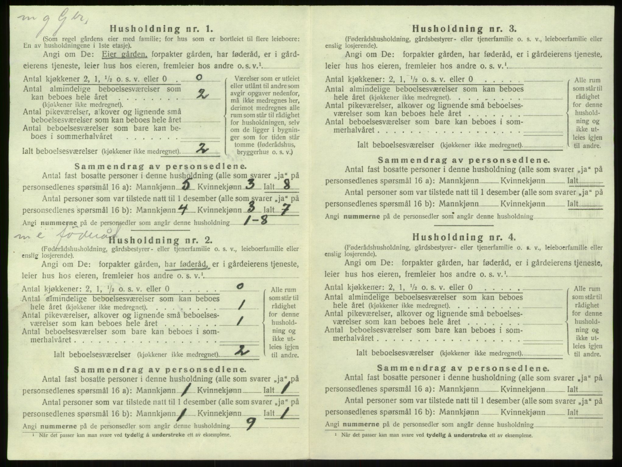 SAB, 1920 census for Modalen, 1920, p. 225