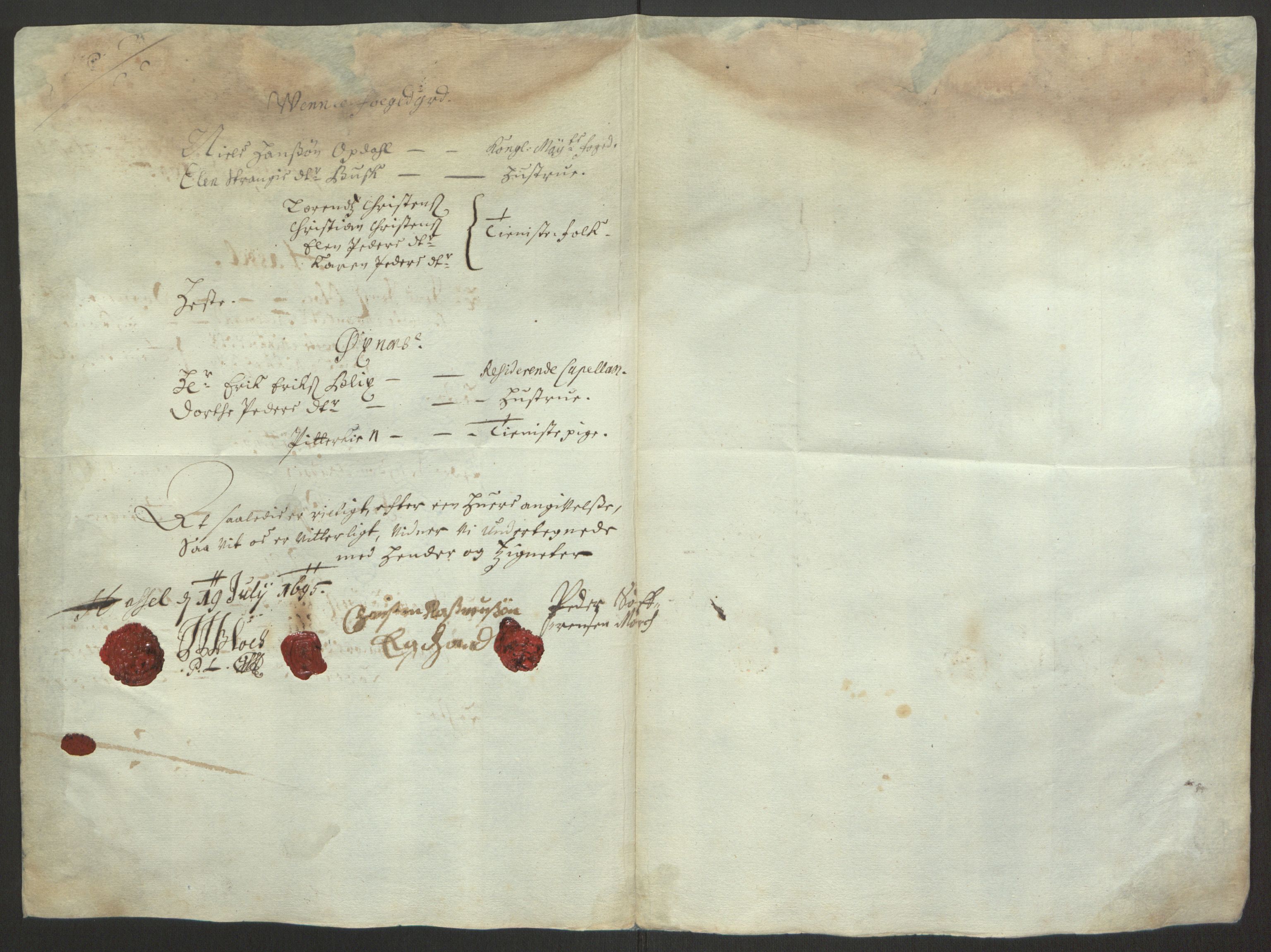 Rentekammeret inntil 1814, Reviderte regnskaper, Fogderegnskap, AV/RA-EA-4092/R67/L4677: Fogderegnskap Vesterålen, Andenes og Lofoten, 1694-1695, p. 255