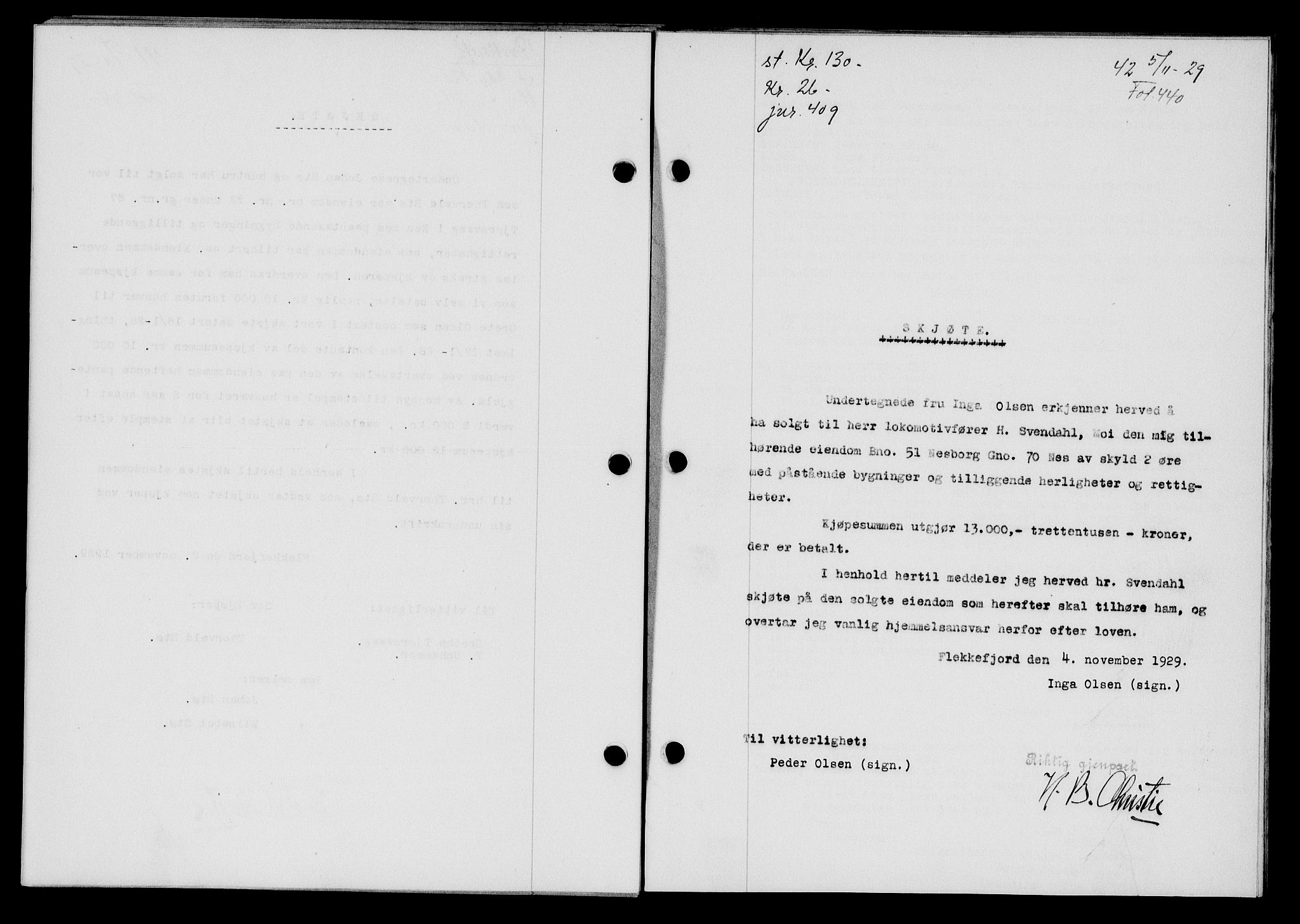 Flekkefjord sorenskriveri, SAK/1221-0001/G/Gb/Gba/L0045: Mortgage book no. 43, 1929-1930, Deed date: 05.11.1929