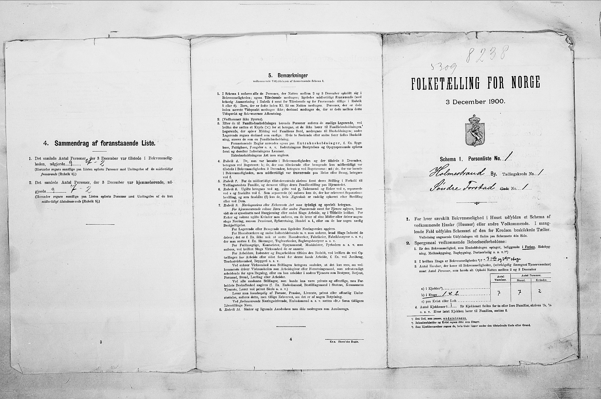 RA, 1900 census for Holmestrand, 1900, p. 22