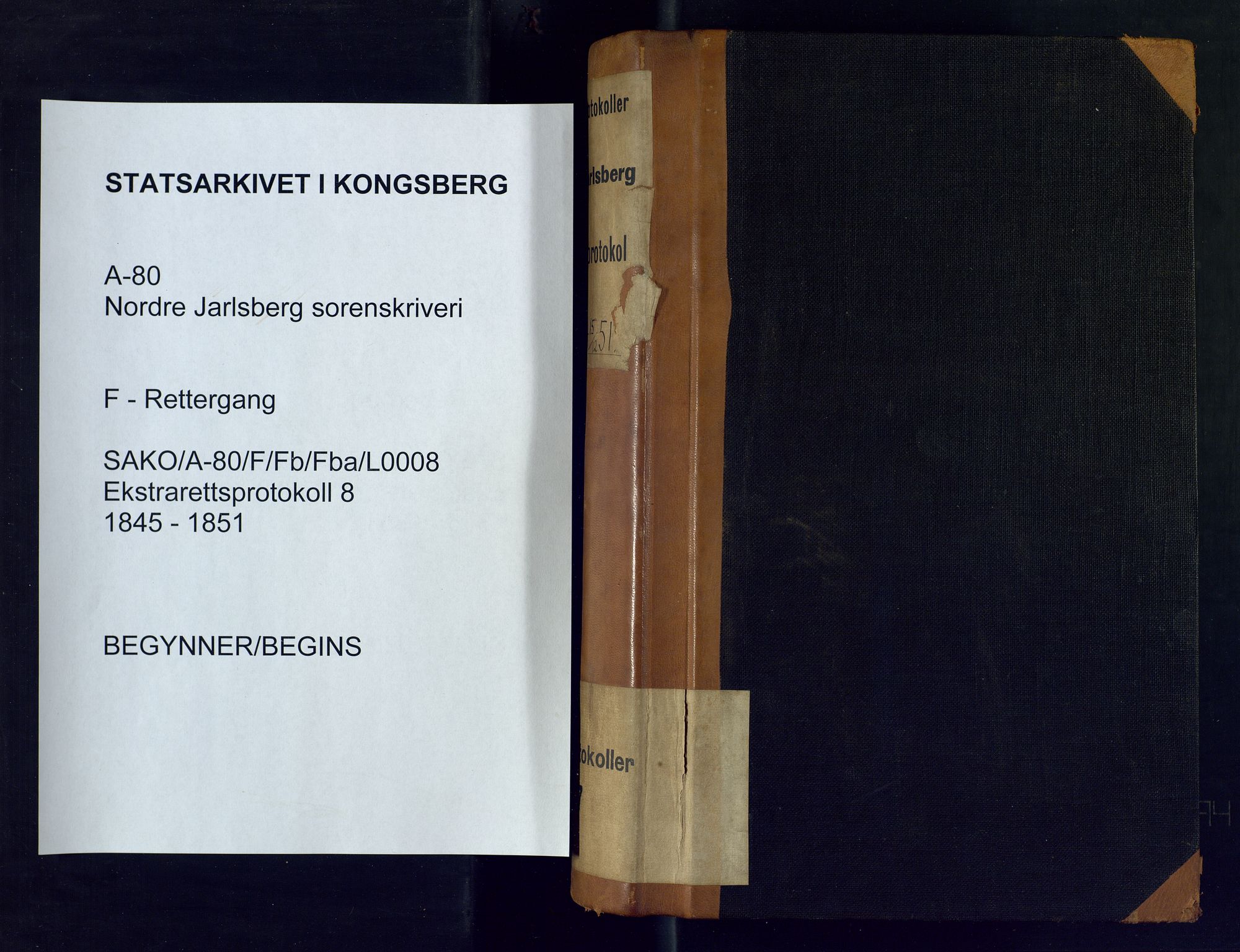 Nordre Jarlsberg sorenskriveri, SAKO/A-80/F/Fb/Fba/L0008: Ekstrarettsprotokoll, 1845-1851