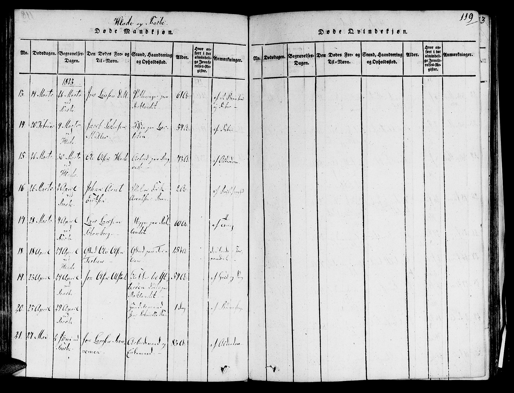 Ministerialprotokoller, klokkerbøker og fødselsregistre - Sør-Trøndelag, AV/SAT-A-1456/606/L0283: Parish register (official) no. 606A03 /1, 1818-1823, p. 119