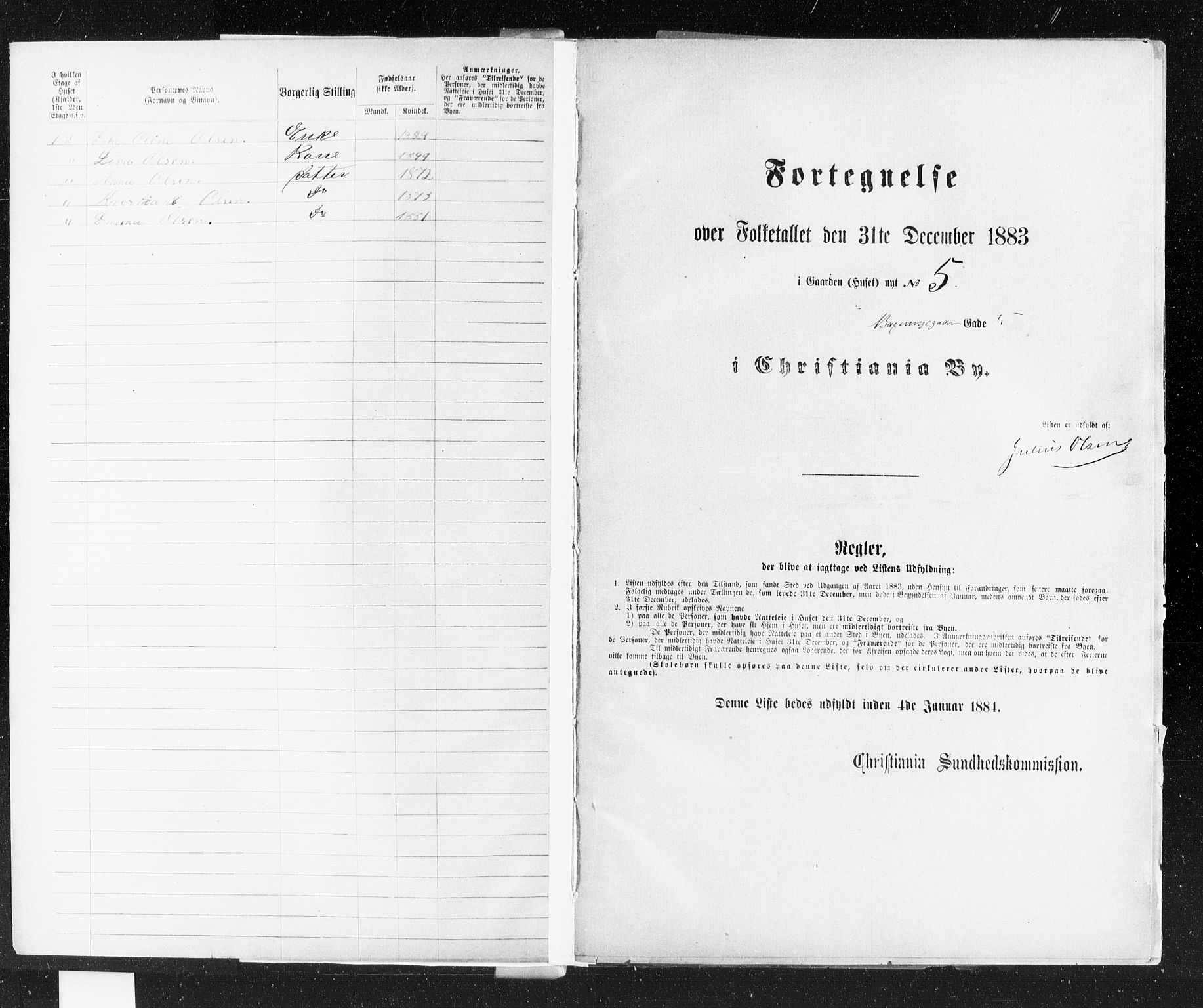 OBA, Municipal Census 1883 for Kristiania, 1883, p. 262