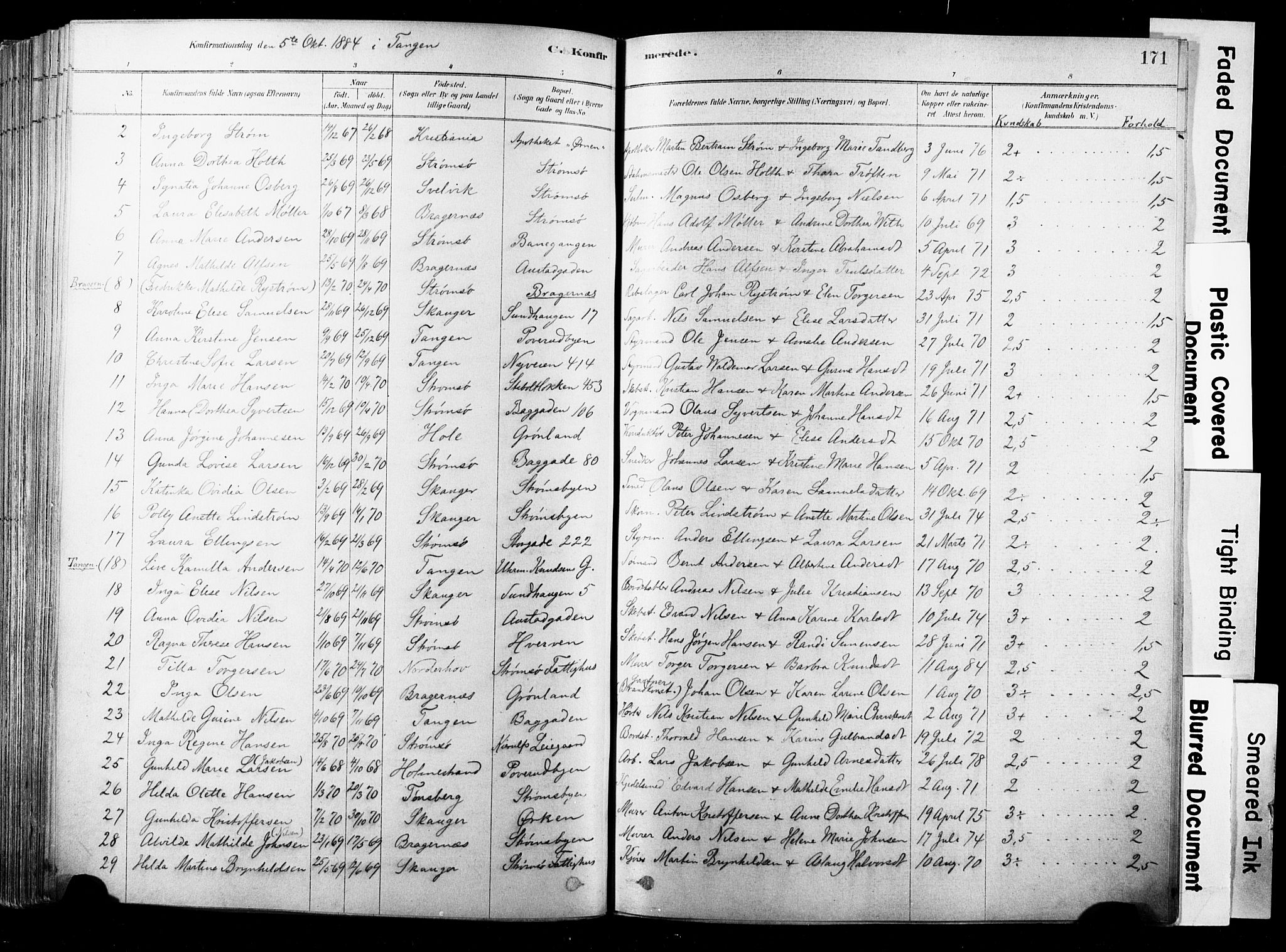 Strømsø kirkebøker, SAKO/A-246/F/Fb/L0006: Parish register (official) no. II 6, 1879-1910, p. 171
