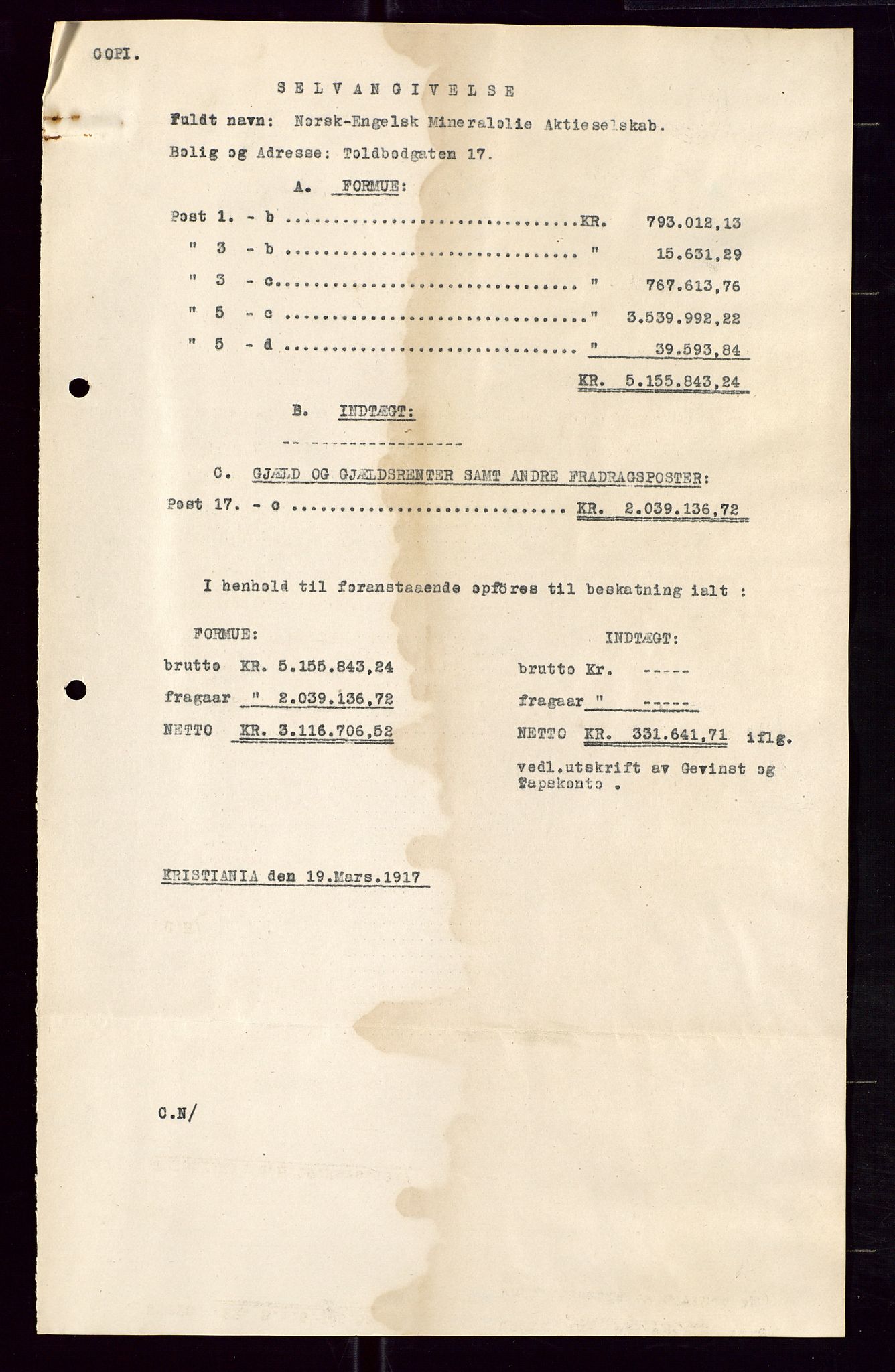 Pa 1521 - A/S Norske Shell, AV/SAST-A-101915/E/Ea/Eaa/L0005: Sjefskorrespondanse, 1918, p. 408