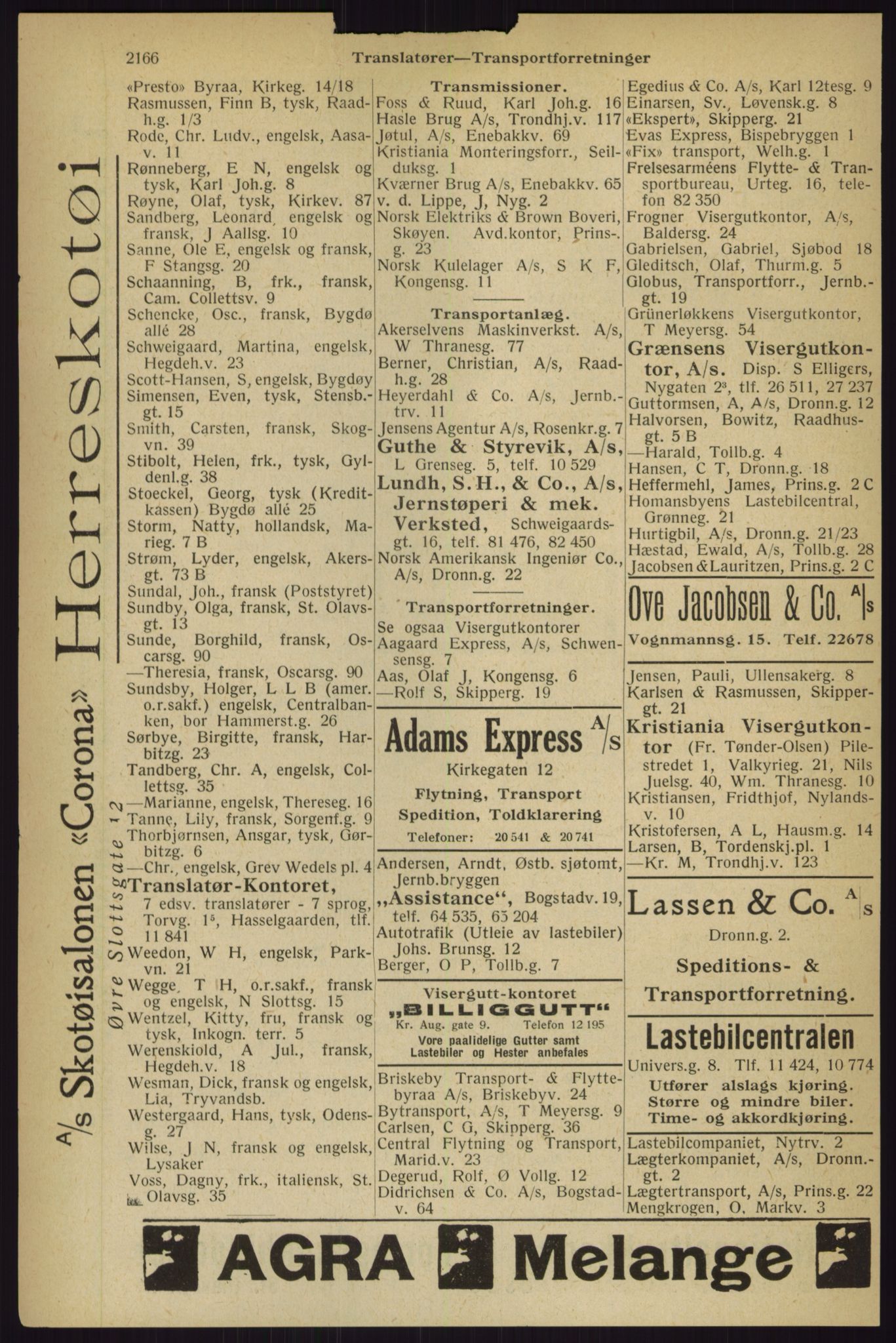 Kristiania/Oslo adressebok, PUBL/-, 1927, p. 2166