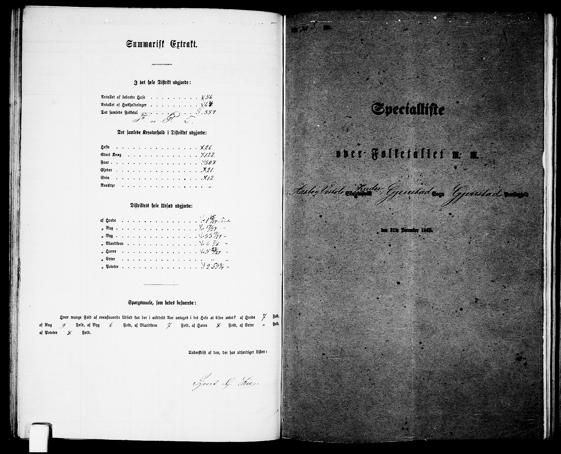 RA, 1865 census for Gjerstad, 1865, p. 77