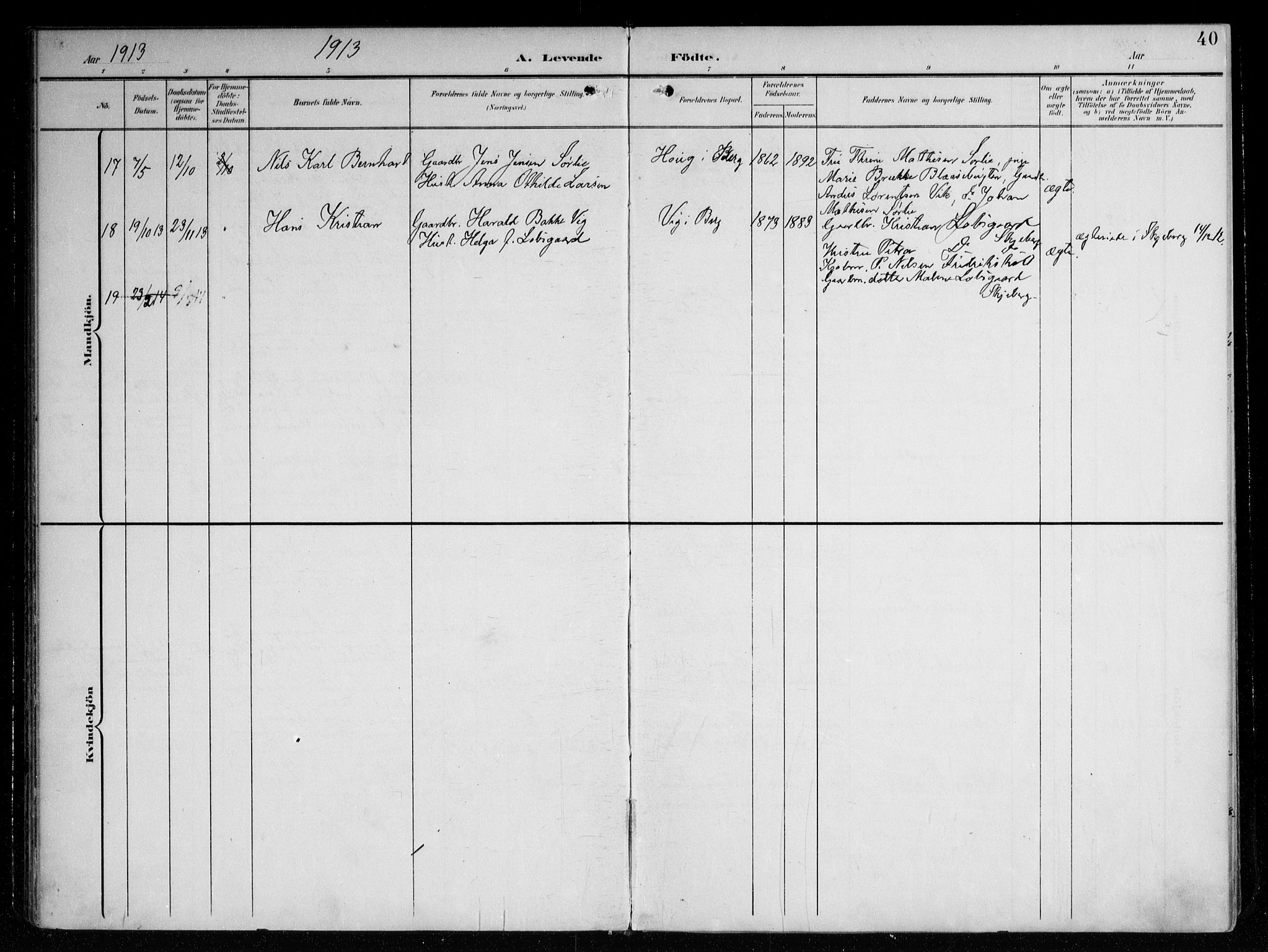 Berg prestekontor Kirkebøker, AV/SAO-A-10902/F/Fa/L0008: Parish register (official) no. I 8, 1902-1920, p. 40