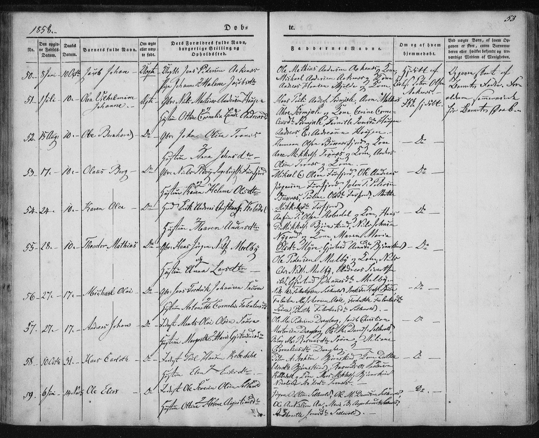 Ministerialprotokoller, klokkerbøker og fødselsregistre - Nordland, SAT/A-1459/897/L1396: Parish register (official) no. 897A04, 1842-1866, p. 53