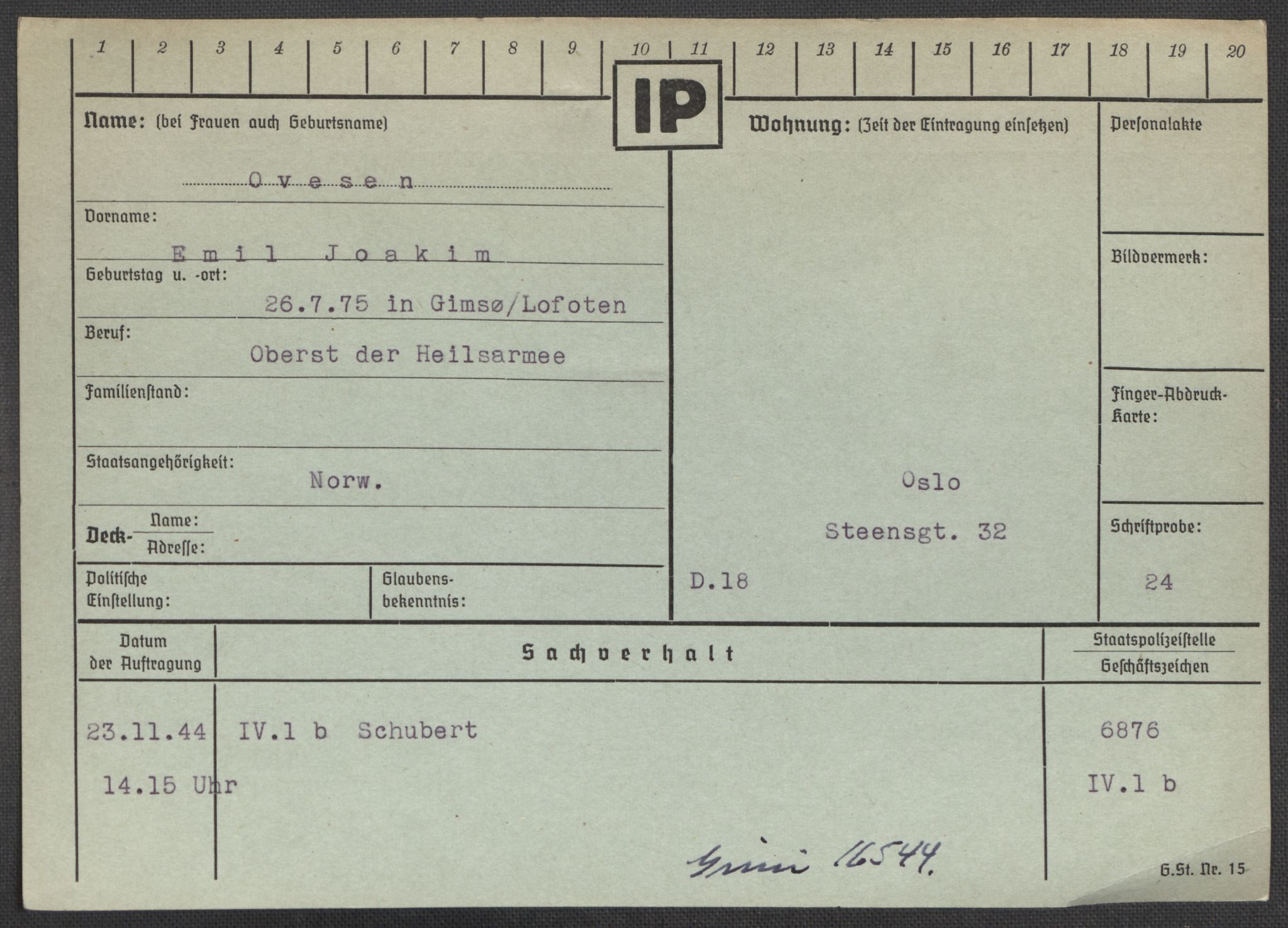 Befehlshaber der Sicherheitspolizei und des SD, RA/RAFA-5969/E/Ea/Eaa/L0008: Register over norske fanger i Møllergata 19: Oelze-Ru, 1940-1945, p. 532