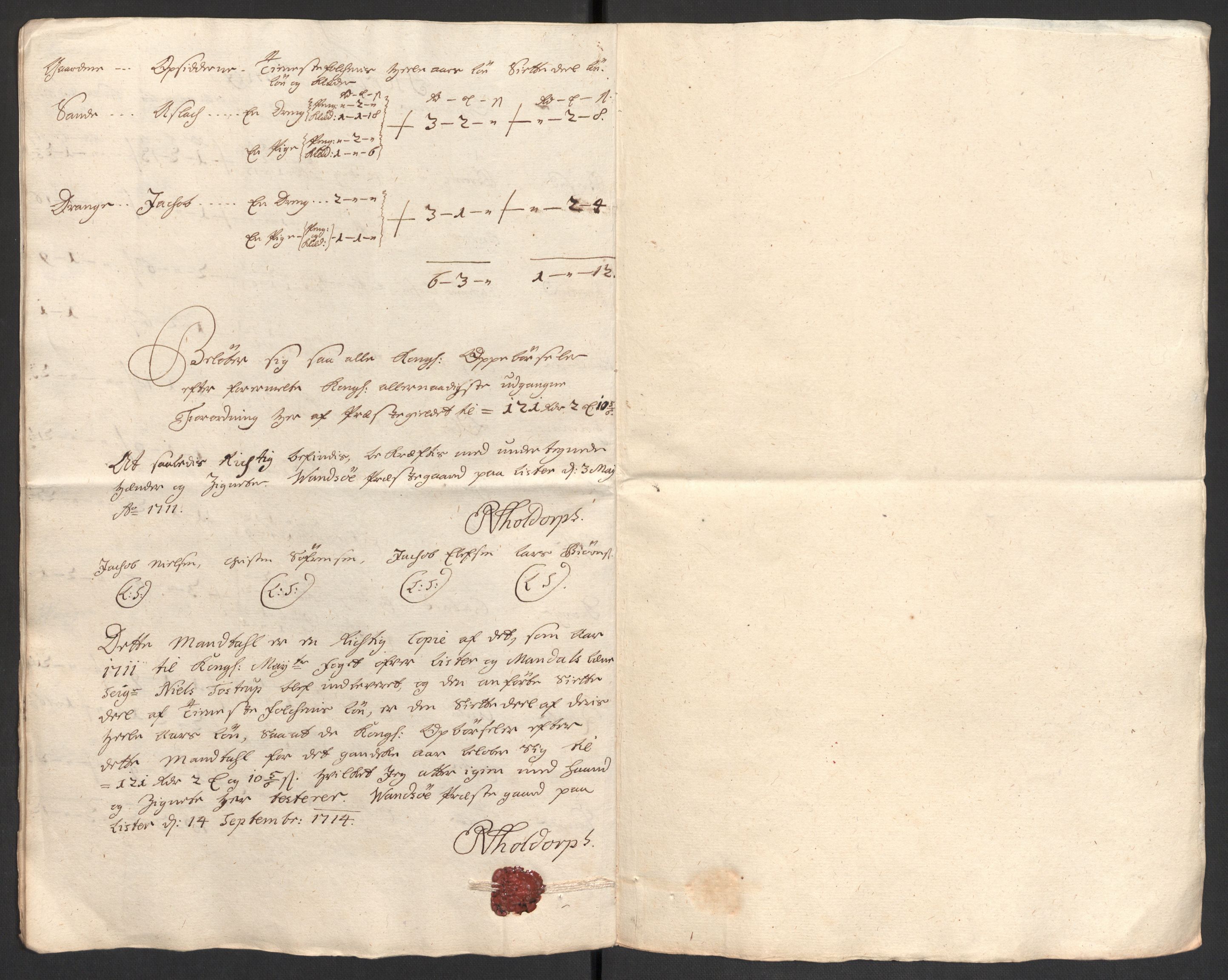 Rentekammeret inntil 1814, Reviderte regnskaper, Fogderegnskap, AV/RA-EA-4092/R43/L2554: Fogderegnskap Lista og Mandal, 1711, p. 379