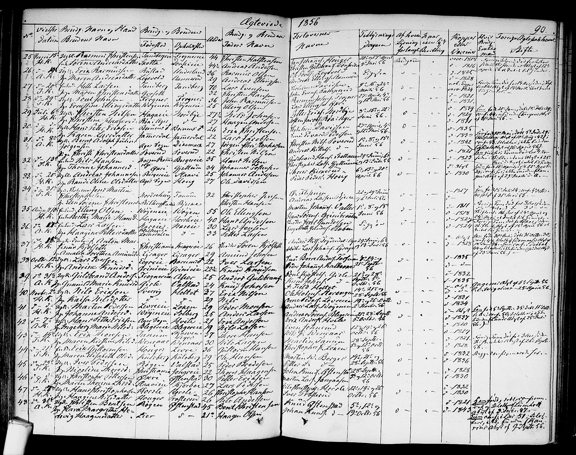 Asker prestekontor Kirkebøker, SAO/A-10256a/F/Fa/L0010: Parish register (official) no. I 10, 1825-1878, p. 90