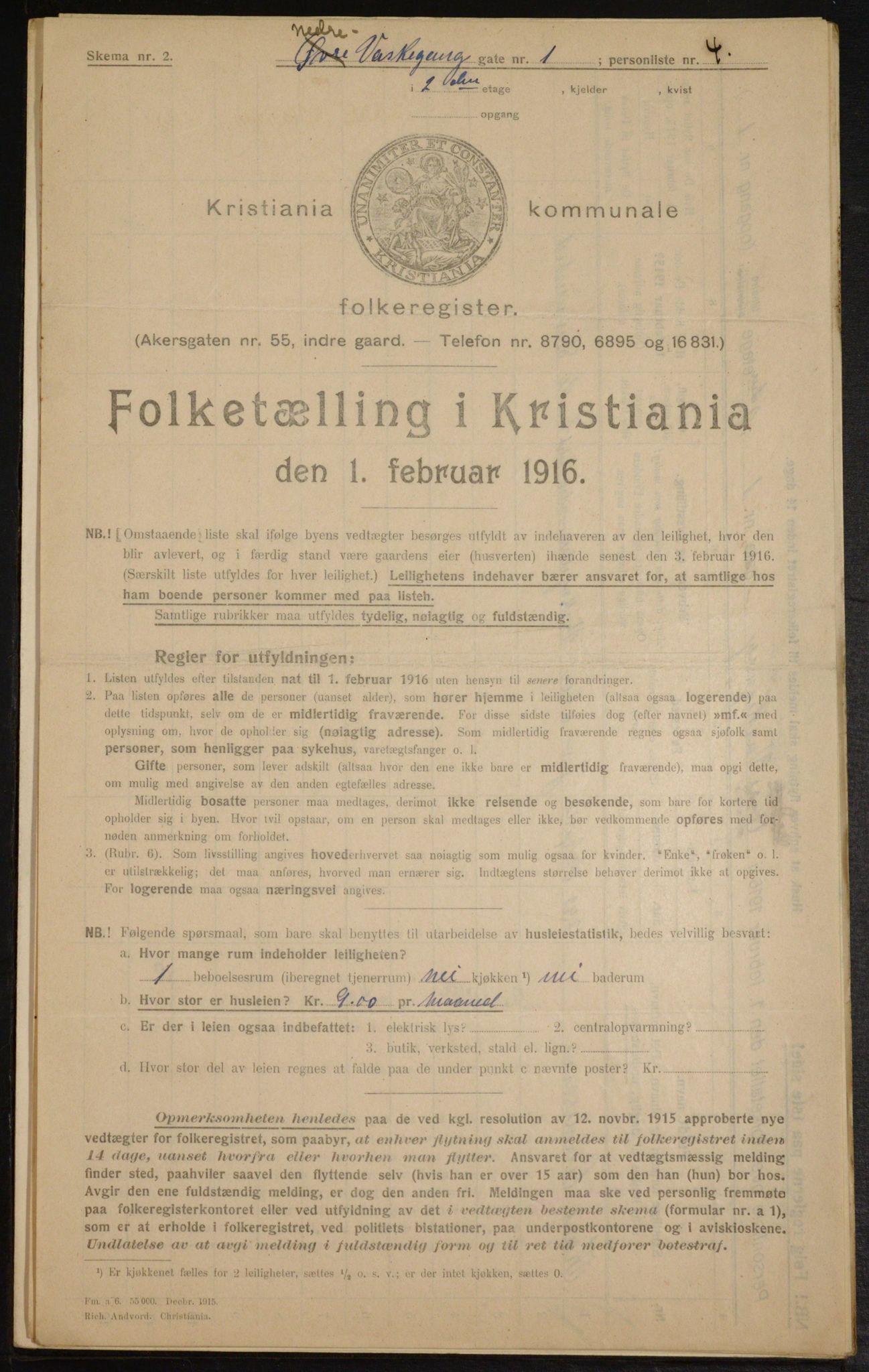 OBA, Municipal Census 1916 for Kristiania, 1916, p. 71256