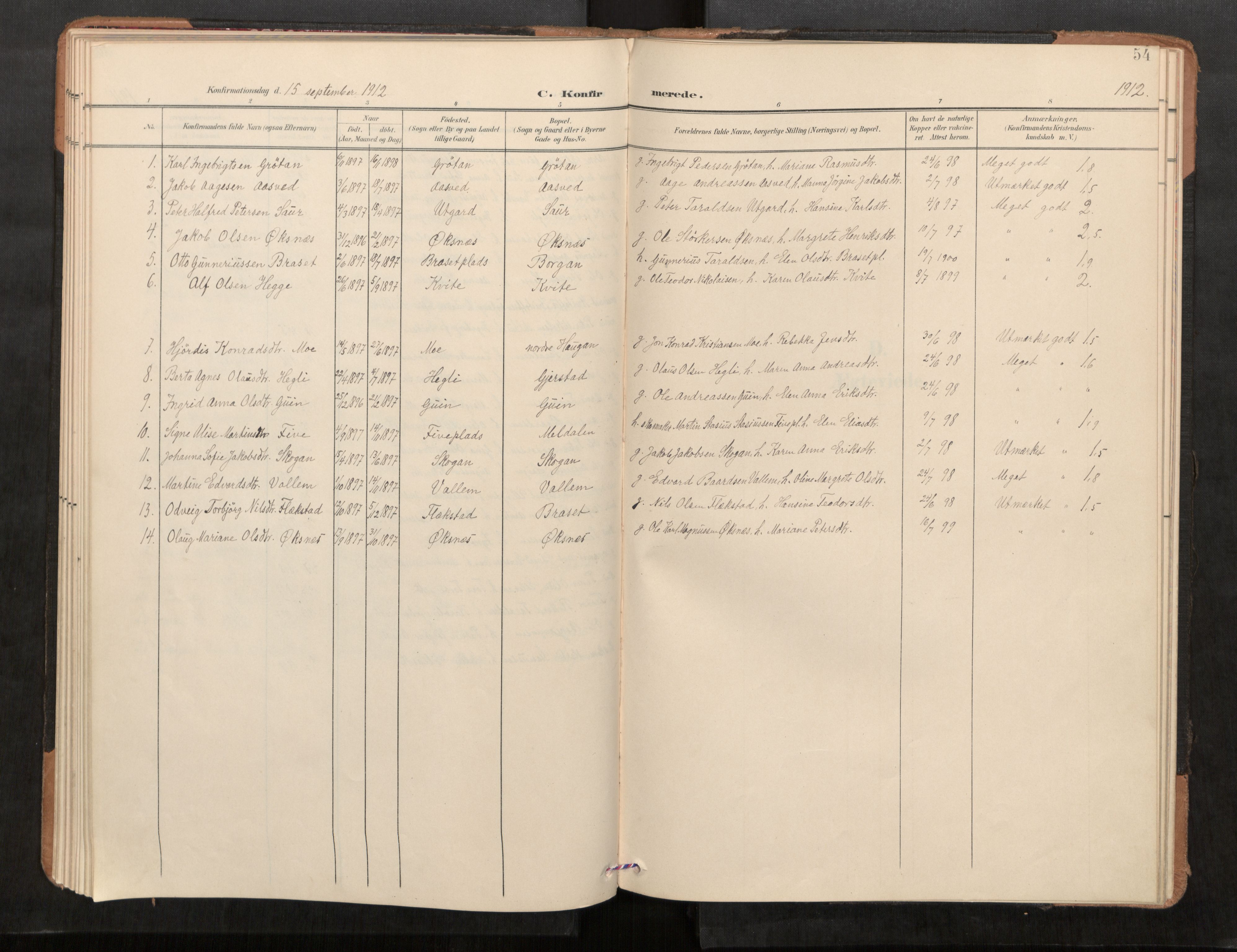 Stod sokneprestkontor, AV/SAT-A-1164/1/I/I1/I1a/L0001: Parish register (official) no. 1, 1900-1912, p. 54