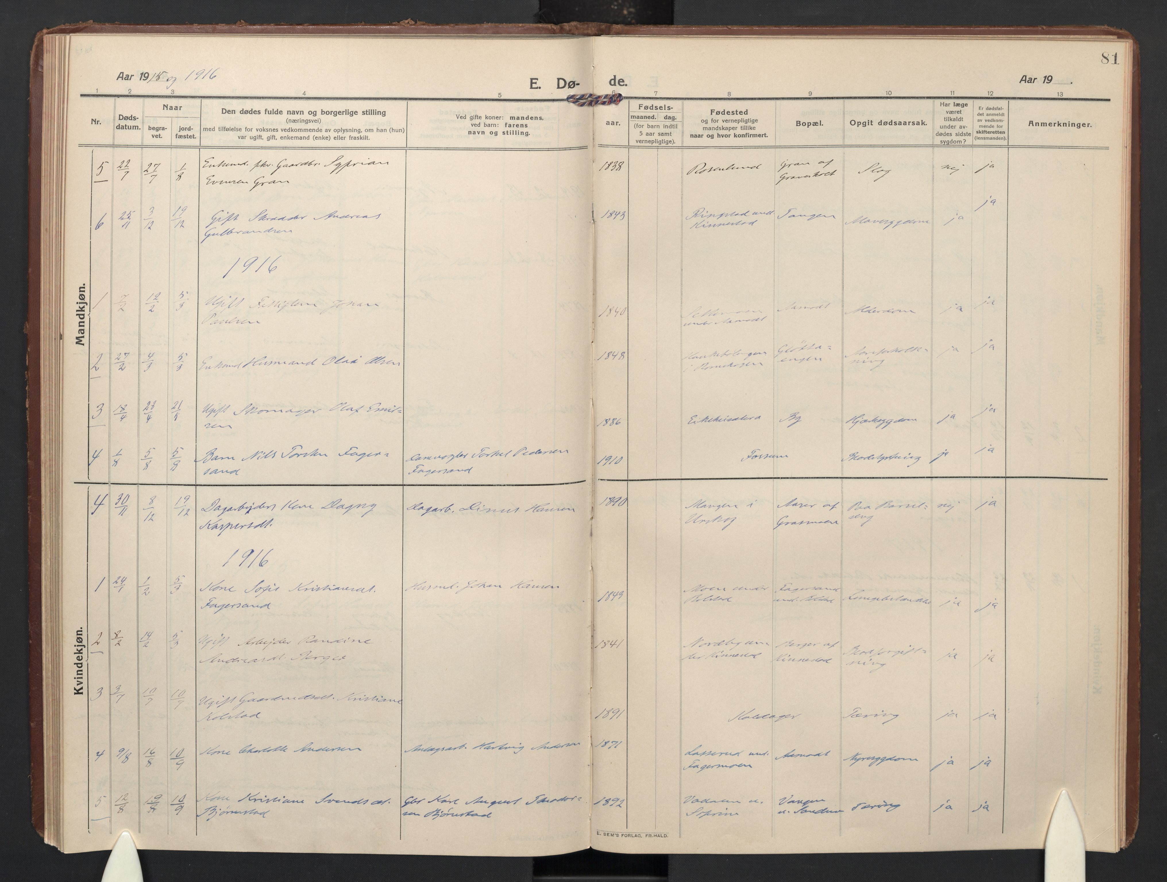 Høland prestekontor Kirkebøker, AV/SAO-A-10346a/F/Fc: Parish register (official) no. III 4, 1912-1924, p. 81