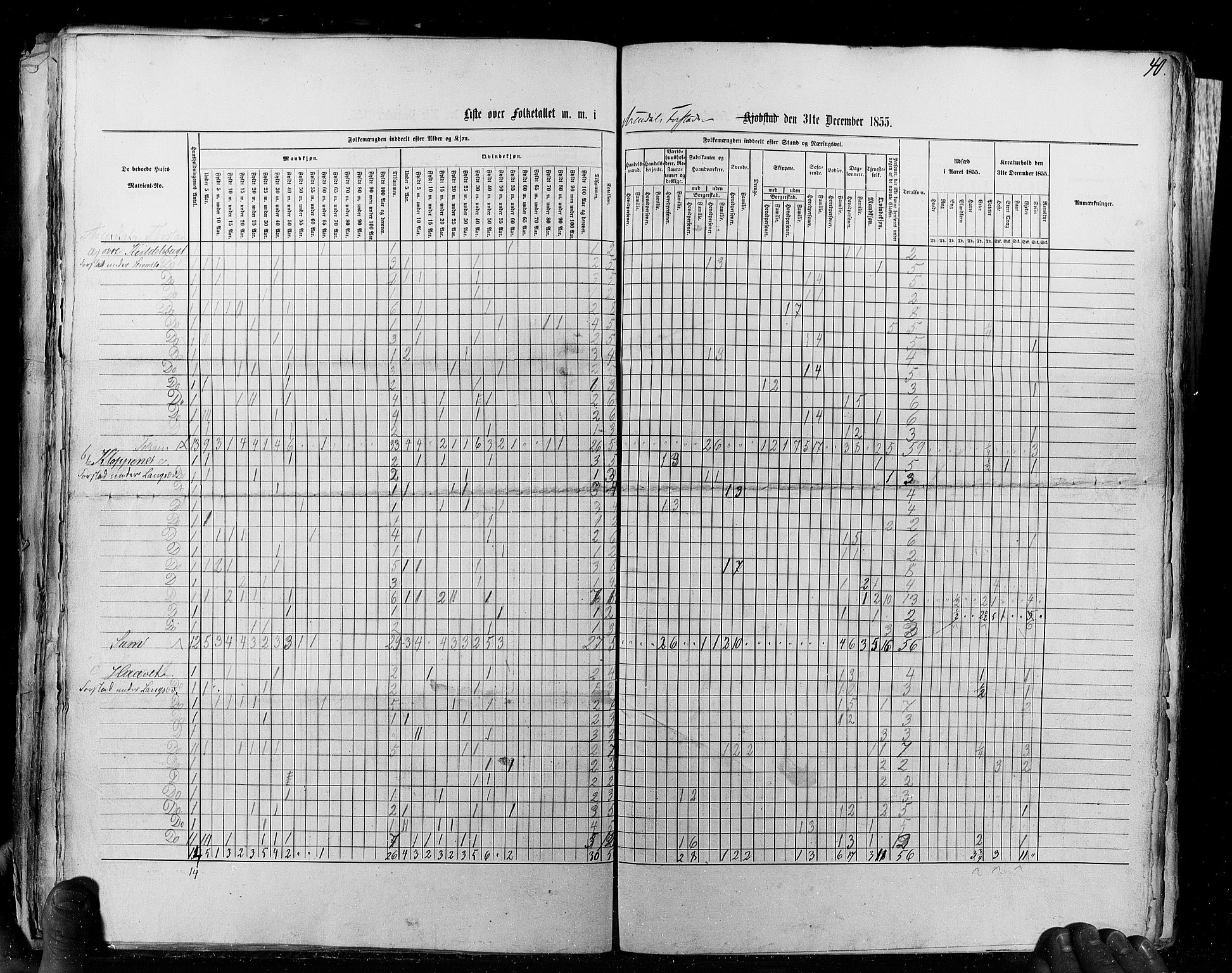 RA, Census 1855, vol. 8: Risør-Vadsø, 1855, p. 40