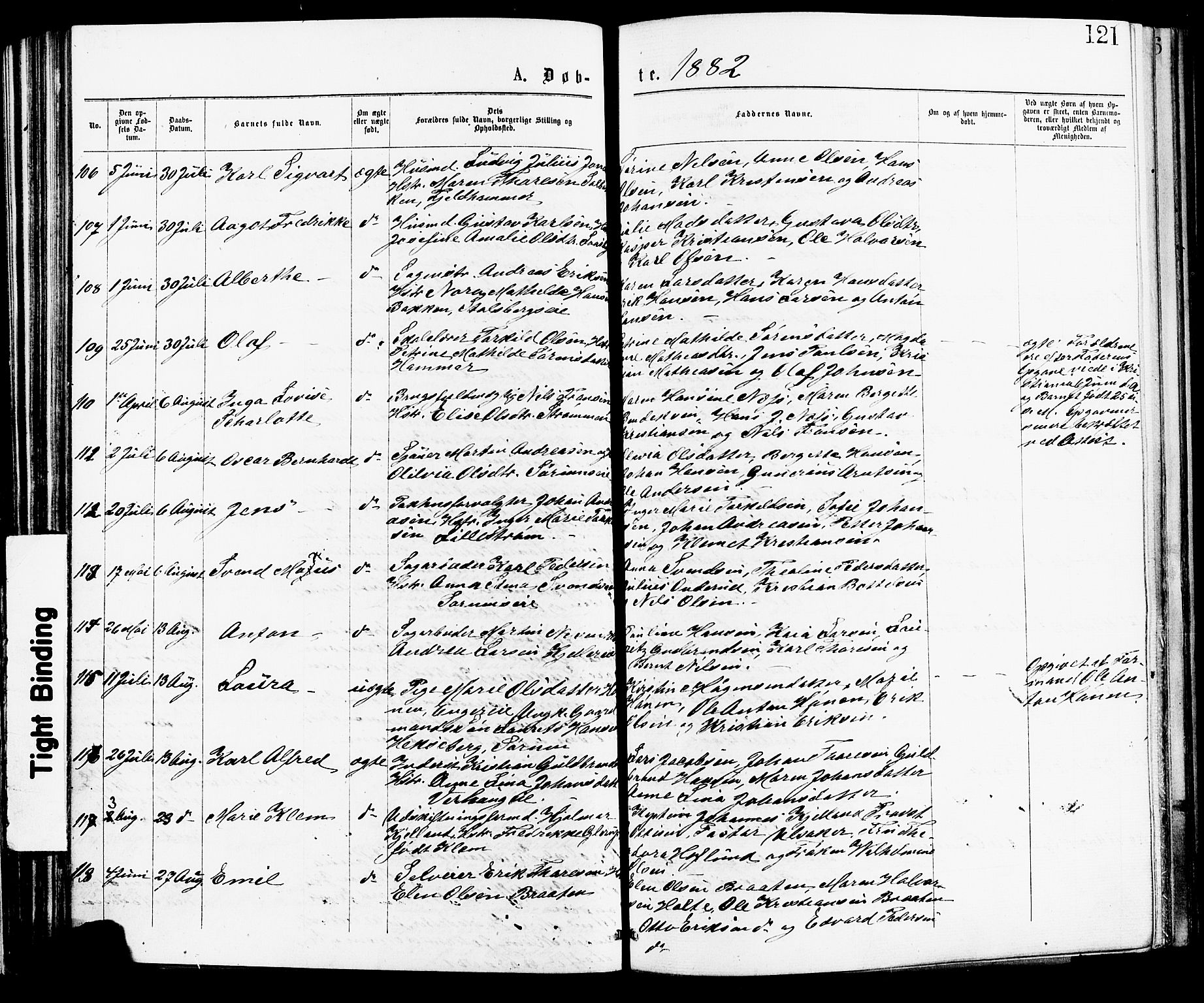 Skedsmo prestekontor Kirkebøker, SAO/A-10033a/F/Fa/L0012: Parish register (official) no. I 12, 1876-1883, p. 121